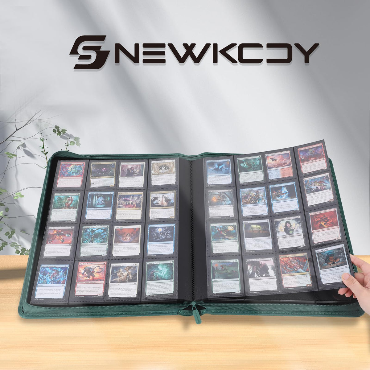 Snekdy Premium 1024-Pocket Card Binder – Waterproof PU Leather, Side-Loading, 16-Pocket Pages, Green