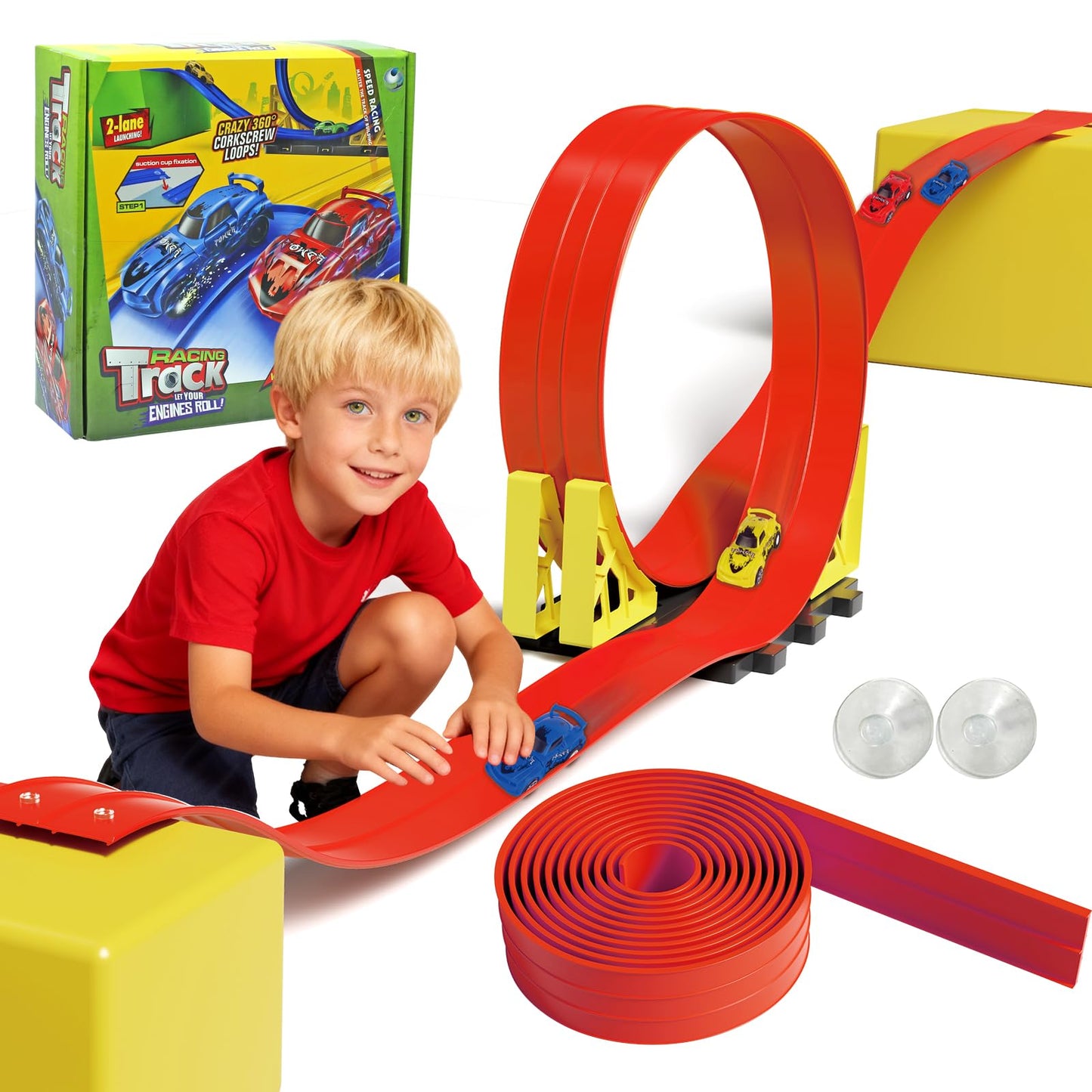 Snidov 20ft Build Anywhere Portable Race Track with Suction Cups