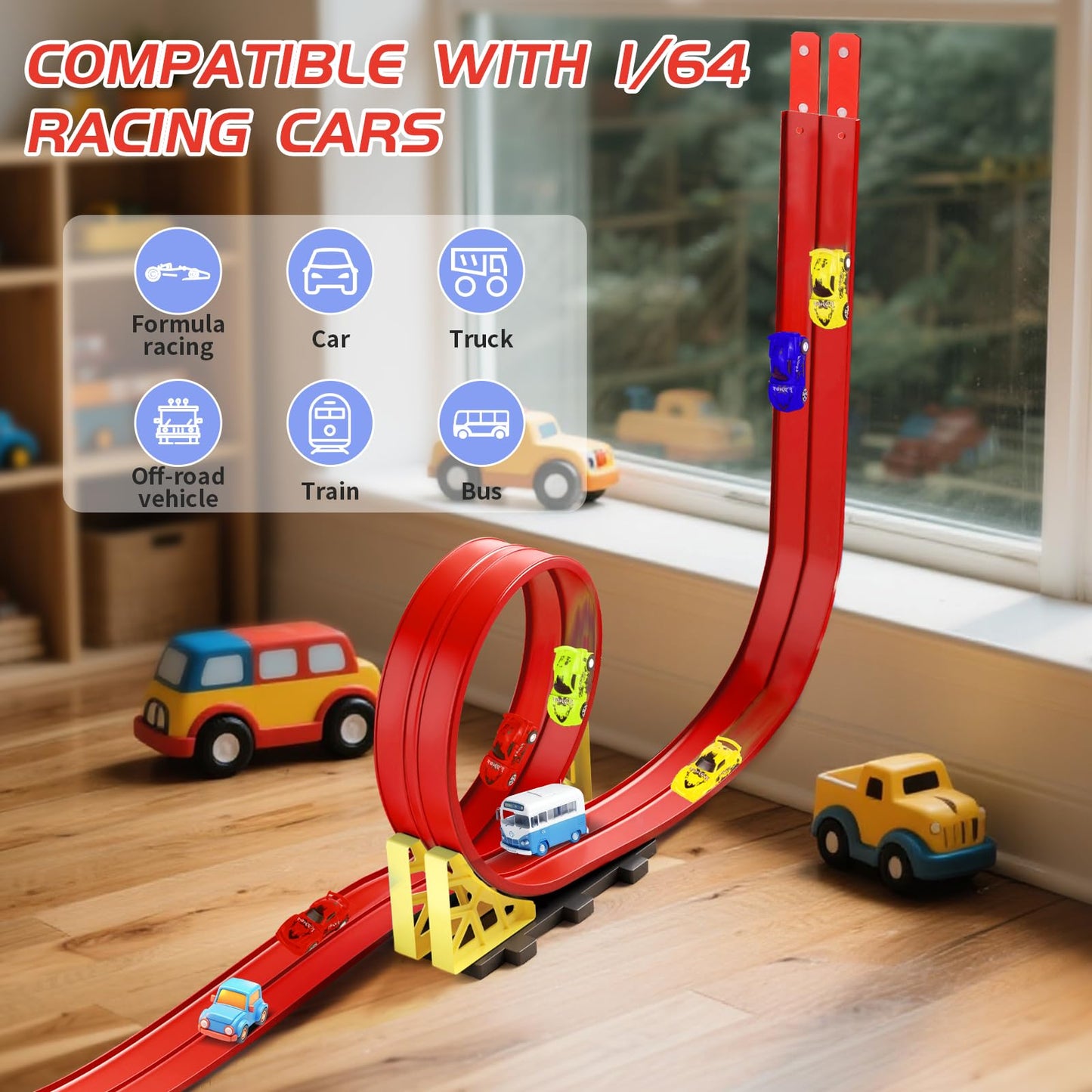 Snidov 20ft Build Anywhere Portable Race Track with Suction Cups