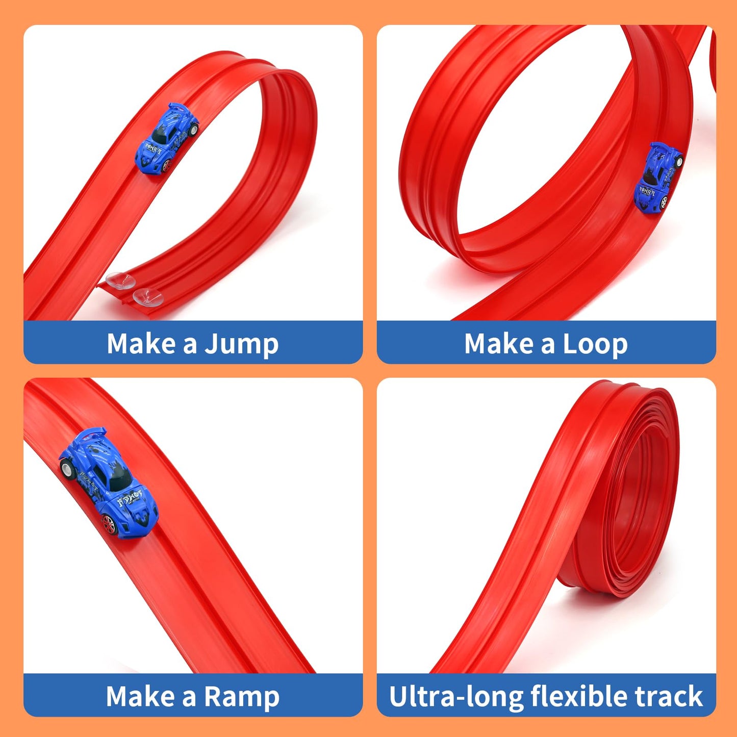 Snidov 20ft Build Anywhere Portable Race Track with Suction Cups