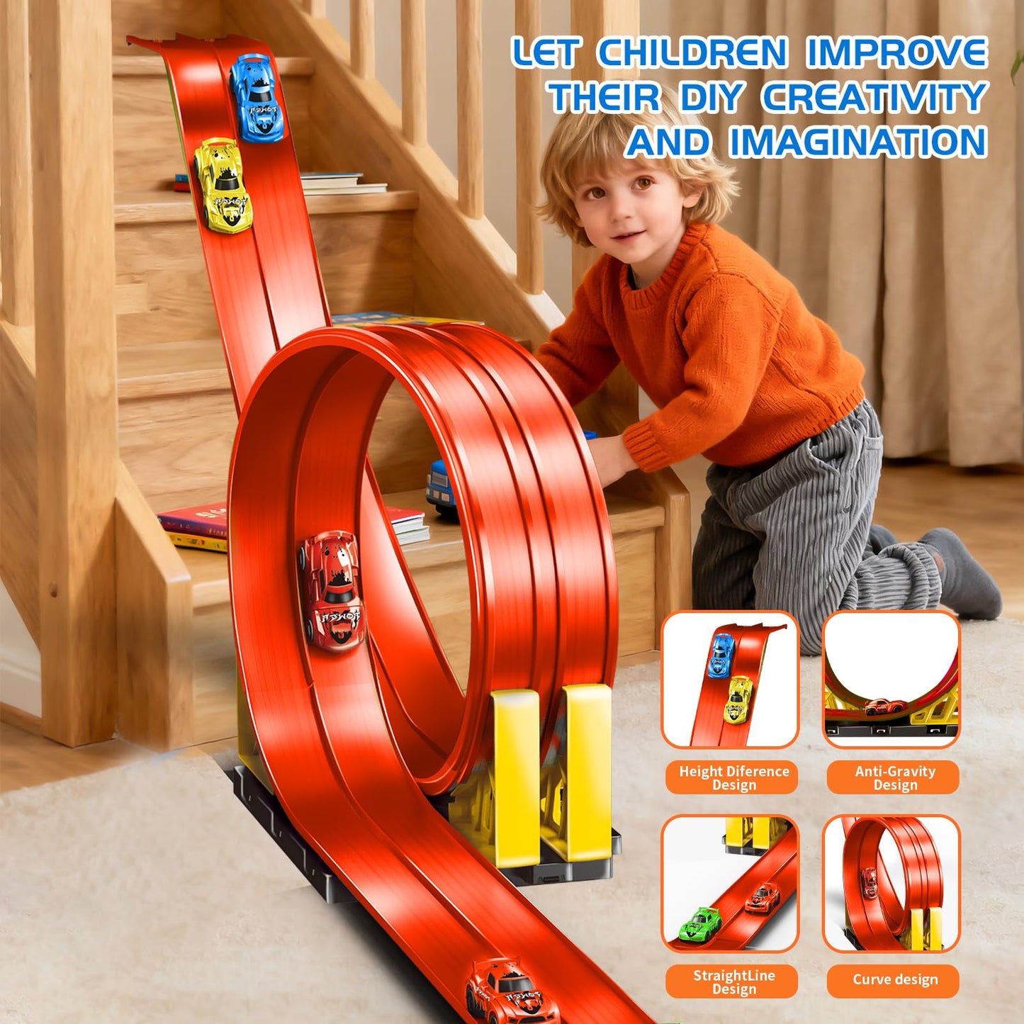 Snidov 20ft Build Anywhere Portable Race Track with Suction Cups