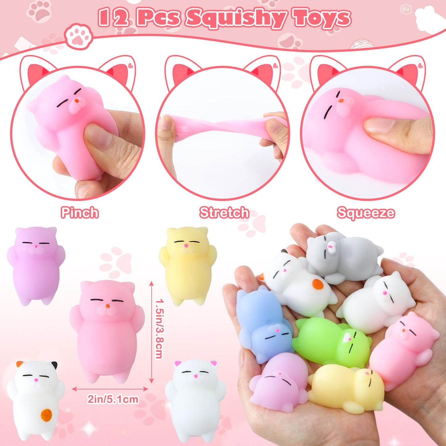 SNLN Cat Party Favors Kit — Sequin Headbands, Squishy Toys, Stamps, Keychains, Slap Bracelets, Tattoos, Stickers