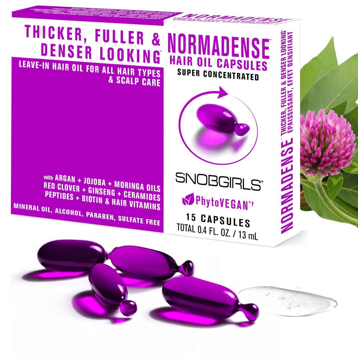 SNOB GIRLS NORMADENSE Thickening Hair Oil Capsules – Leave-In Serum for Fine Hair, 15-Count