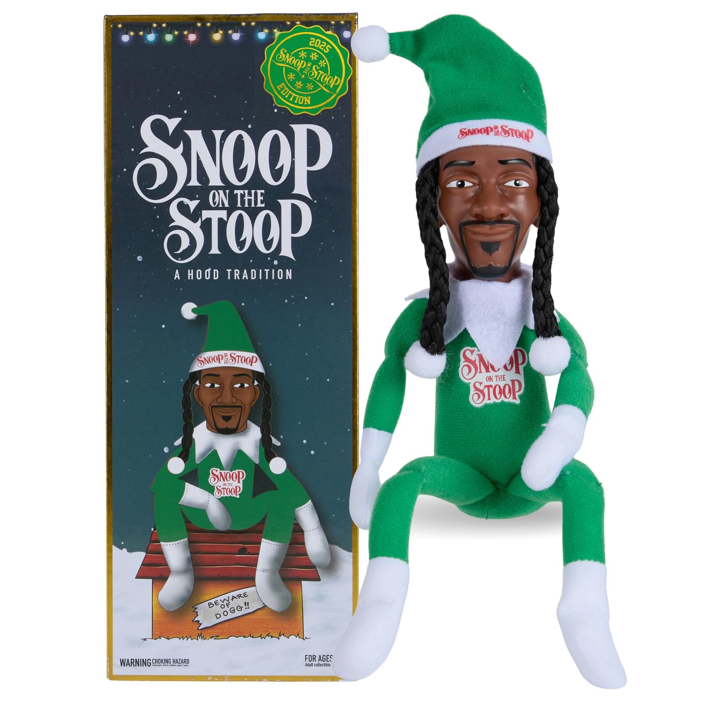 Snoop on the Stoop 2025 Christmas Elf Doll - 12-inch Shelf Décor by Snoop Dogg