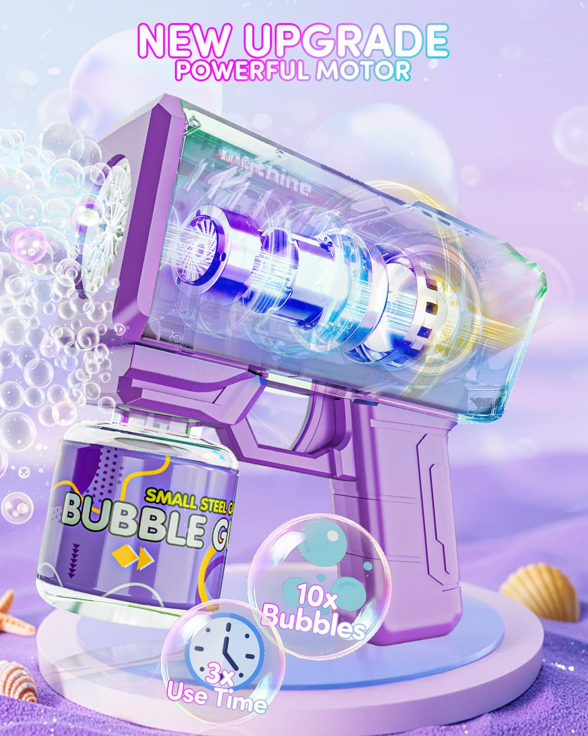 Snowalva Bubble Gun 2 Packs – Automatic Bubble Machine with LED Lights, 2 Bottles & 25 Refills | Kids Gift