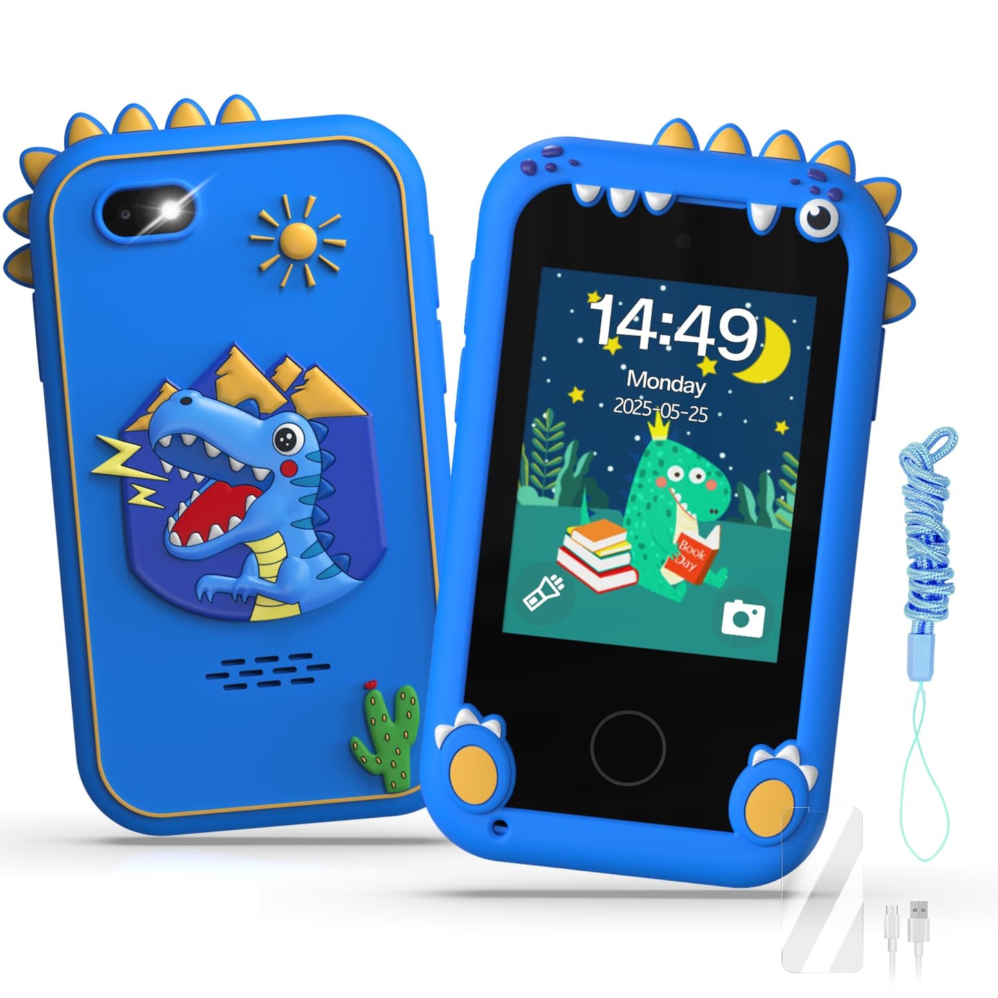SnowCinda Kids Smart Phone Toys - 2.8 inch Touchscreen, 20 Learning Games, Dual Cameras