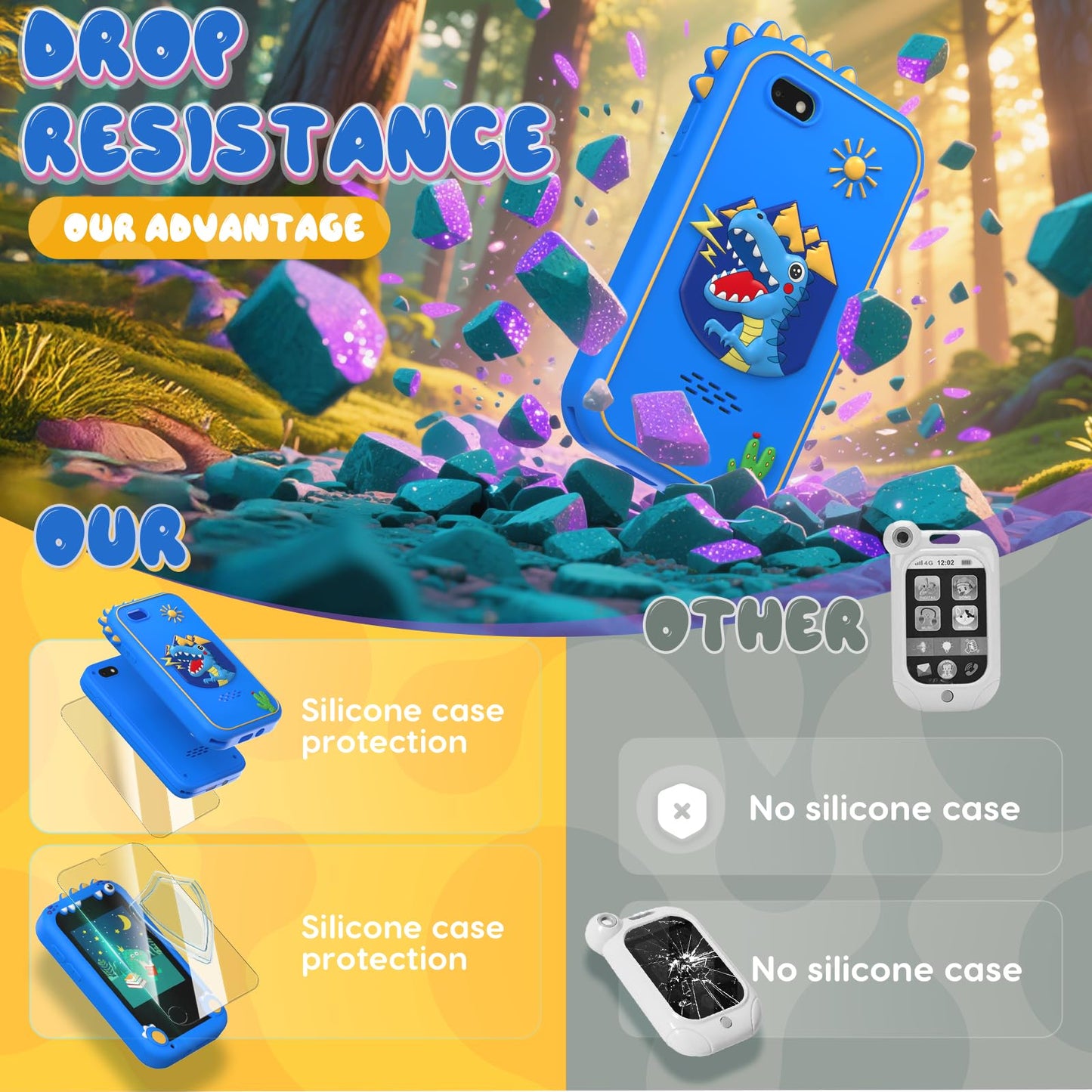 SnowCinda Kids Smart Phone Toys - 2.8 inch Touchscreen, 20 Learning Games, Dual Cameras