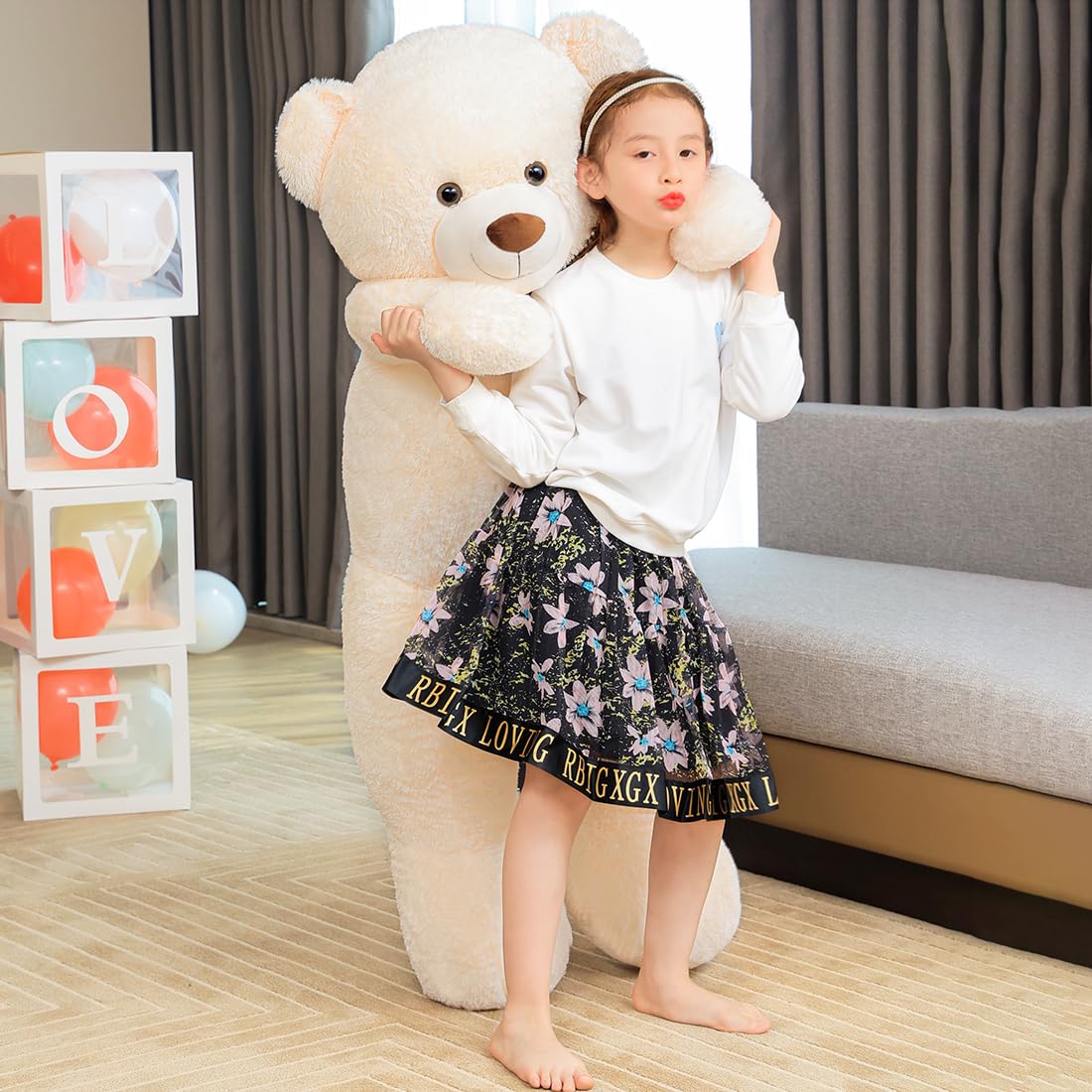 SNOWOLF Giant White Teddy Bear – 47" Life-Size Plush (120 cm, 5 lb) Gift Box Ready
