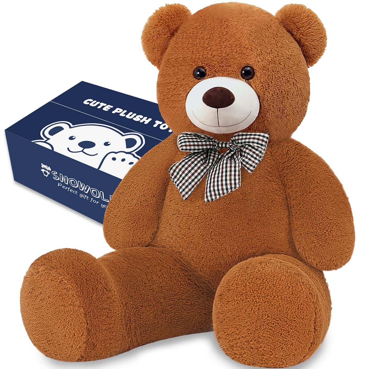 SNOWOLF Giant Teddy Bear 47-Inch Plush Toy – 120 cm, Dark Brown, Gift Box Ready