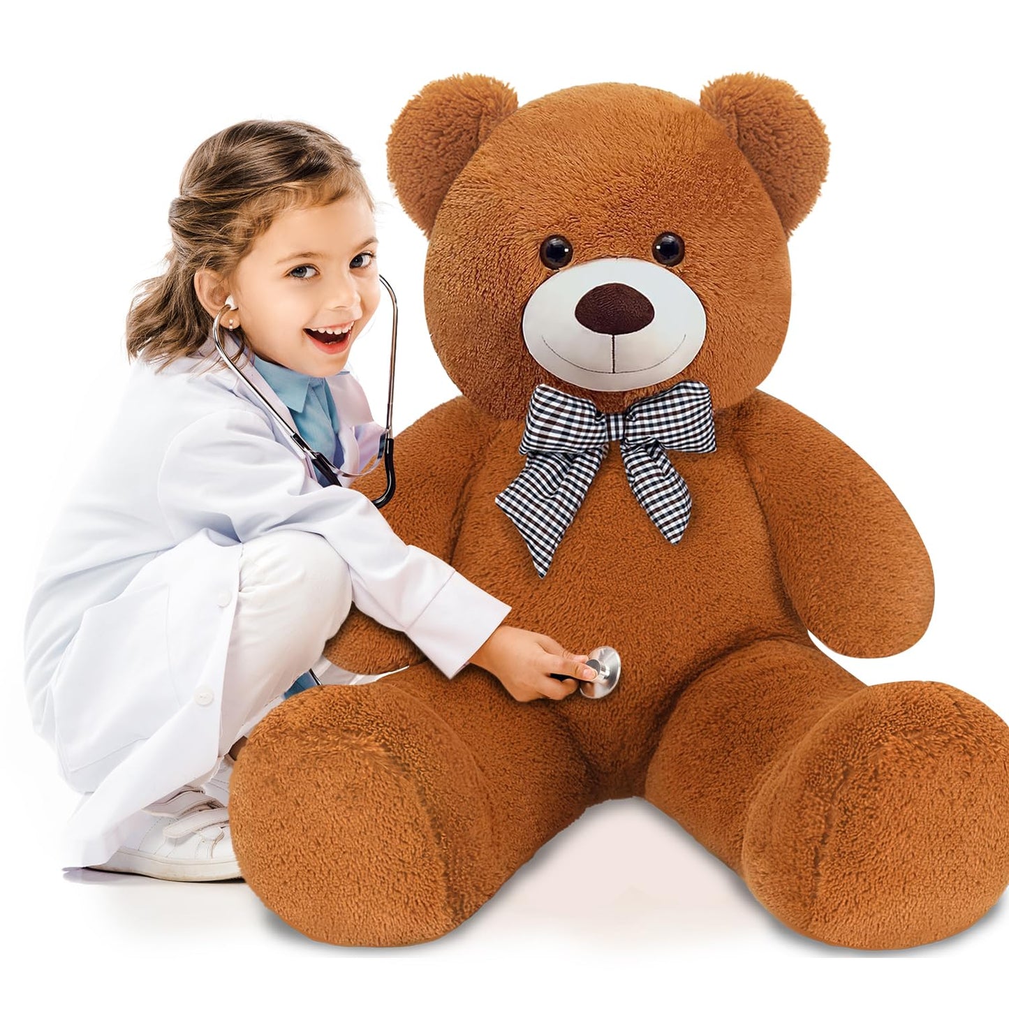 SNOWOLF Giant Teddy Bear 47-Inch Plush Toy – 120 cm, Dark Brown, Gift Box Ready