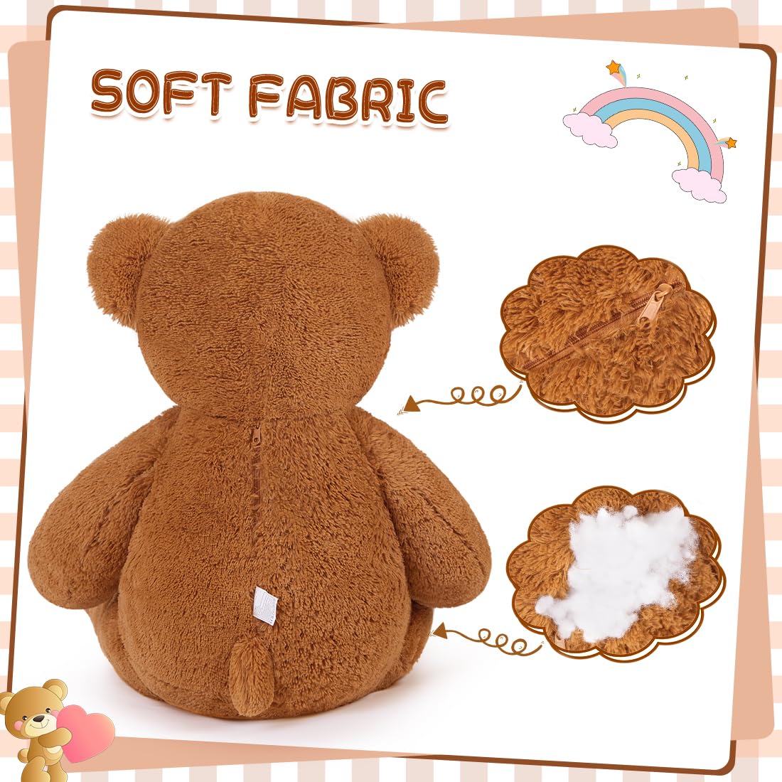 SNOWOLF Giant Teddy Bear 47-Inch Plush Toy – 120 cm, Dark Brown, Gift Box Ready