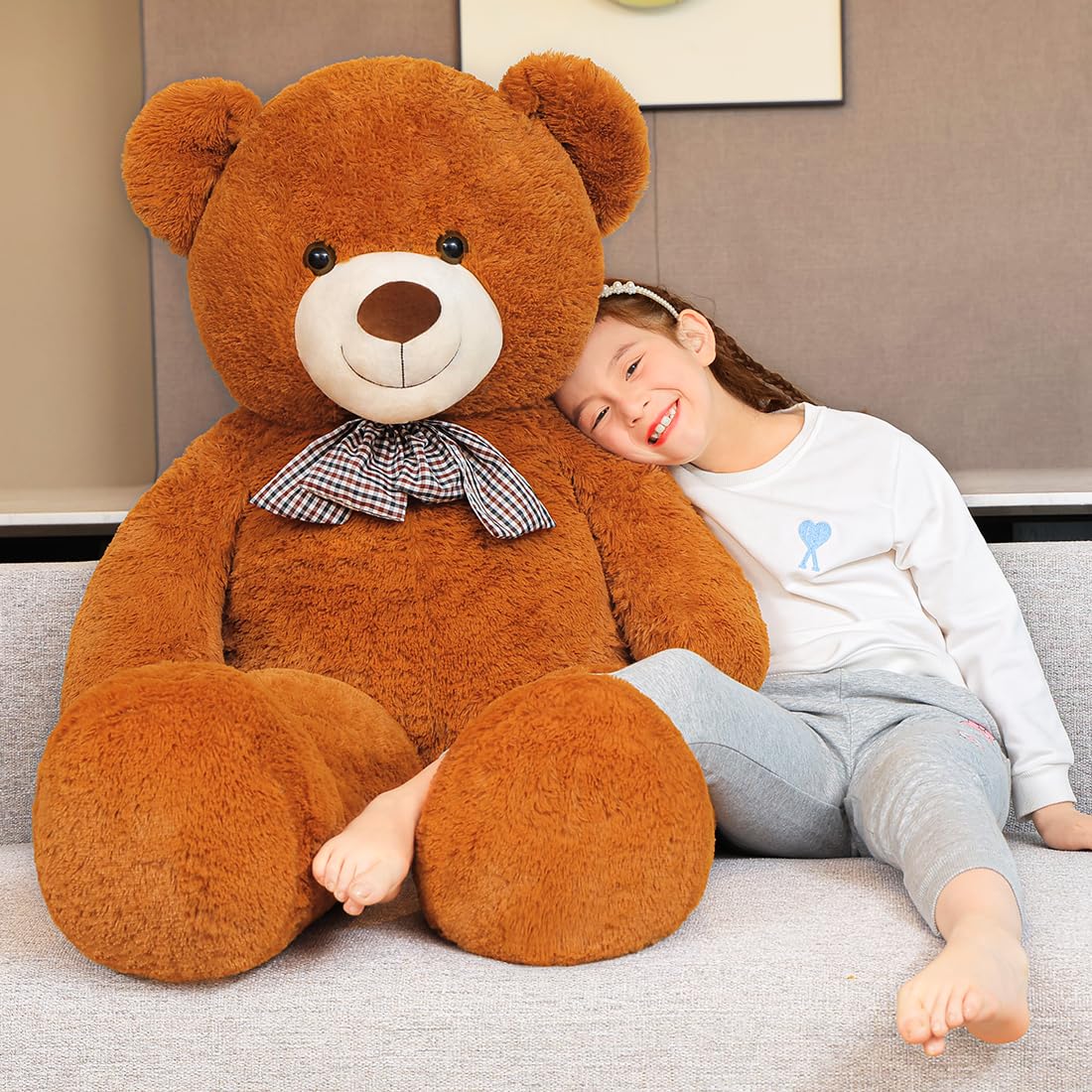 SNOWOLF Giant Teddy Bear 47-Inch Plush Toy – 120 cm, Dark Brown, Gift Box Ready