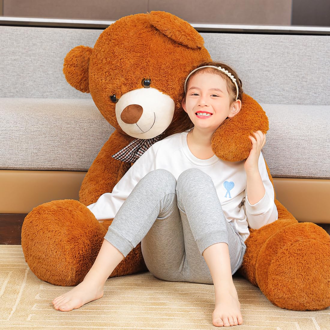 SNOWOLF Giant Teddy Bear 47-Inch Plush Toy – 120 cm, Dark Brown, Gift Box Ready