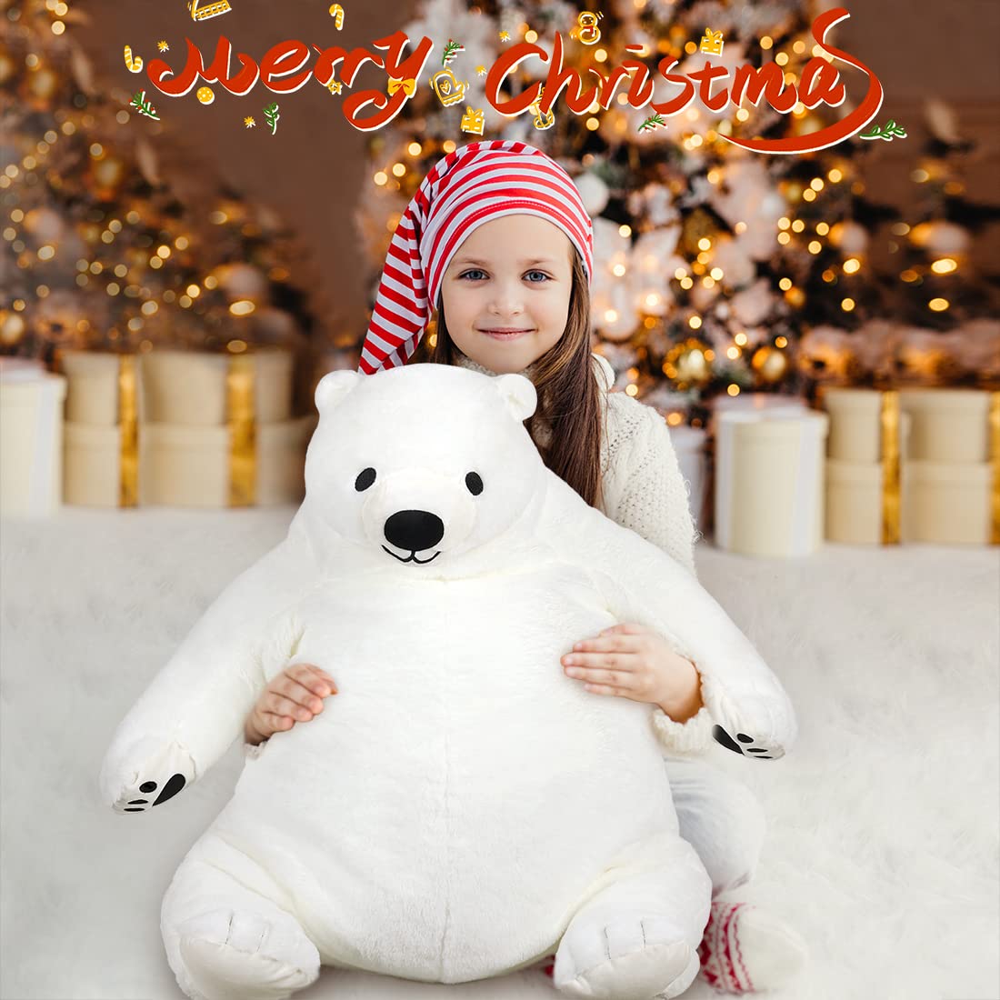 SNOWOLF Djungelskog Giant Bear 60 cm – Large White Plush Teddy, 23.6 in