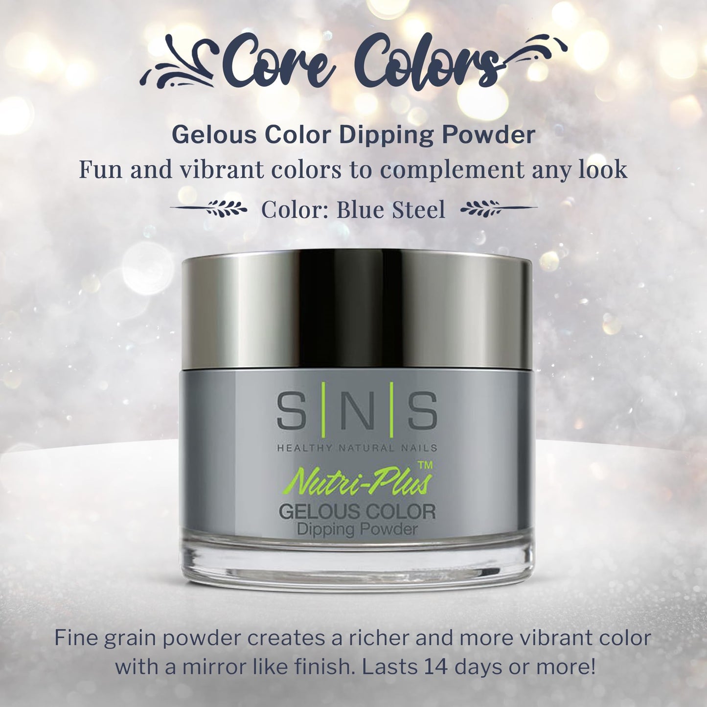 SNS Nail Dip Powder Blue Steel – 1.5oz, Low Odor, No UV Lamp Required, 14-Day Wear