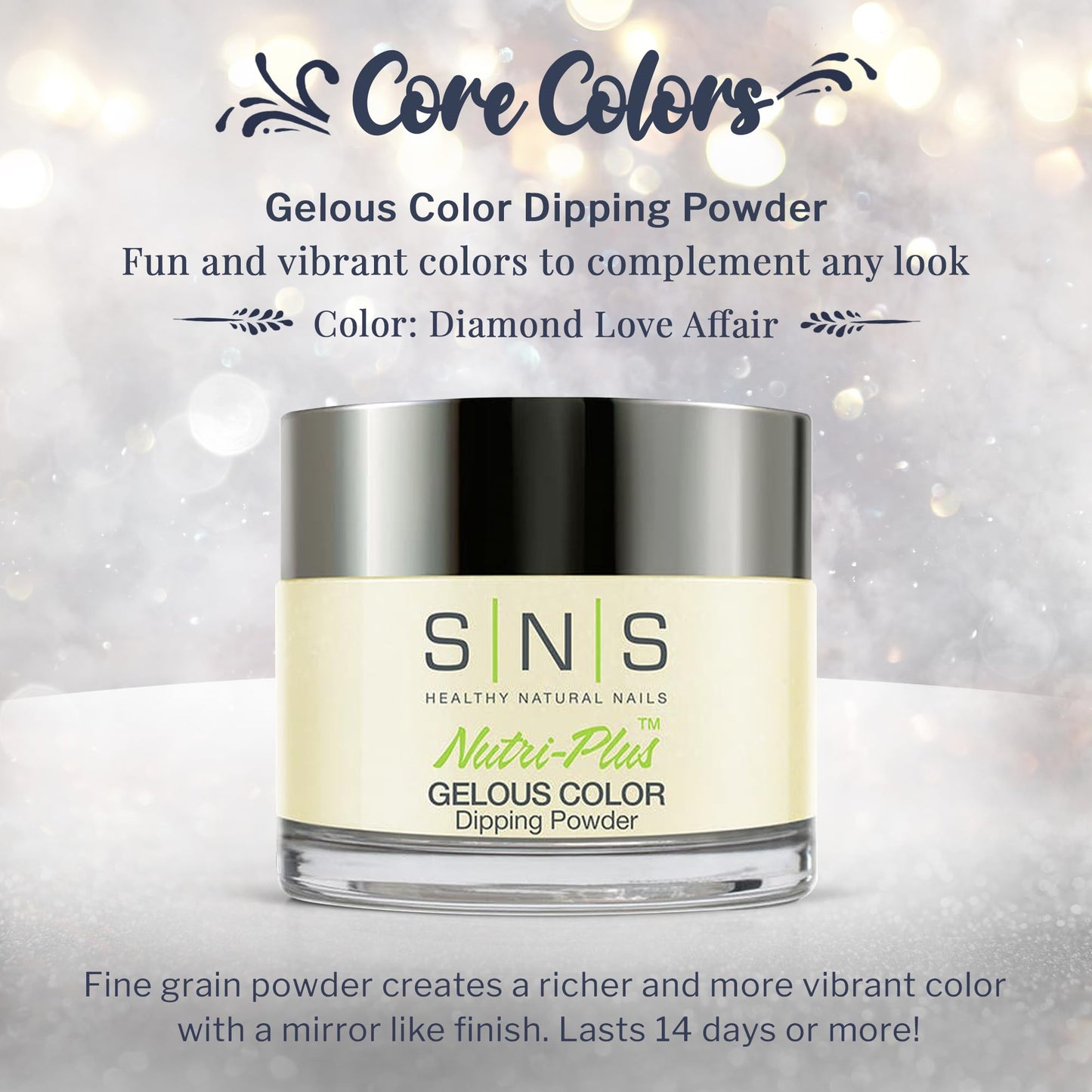 SNS Nail Dip Powder – Diamond Love Affair (White/Cream Shimmer) | 14-Day, Low-Odor, No UV Needed