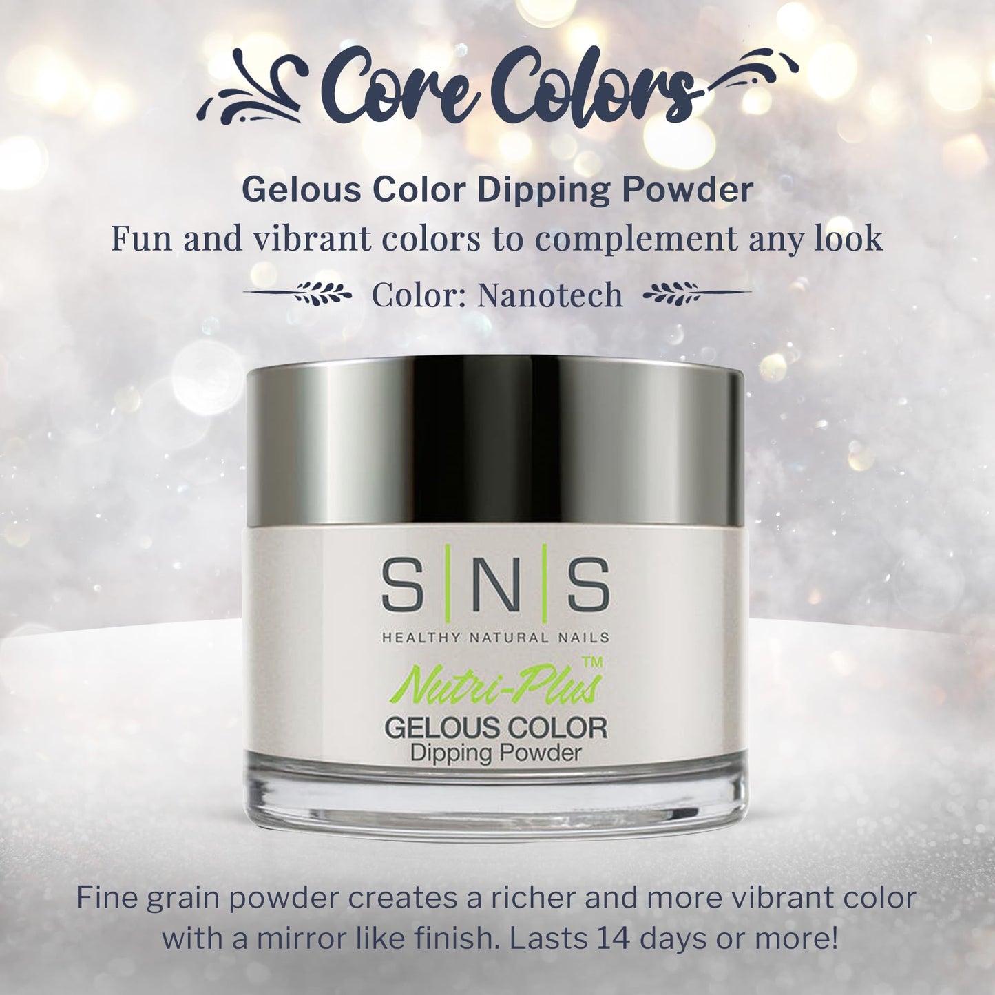 SNS Nanotech Dip Powder – Gray/Pastel Cream Gelous Color, 1.5oz | 14-Day Wear, Low Odor, No UV Lamp