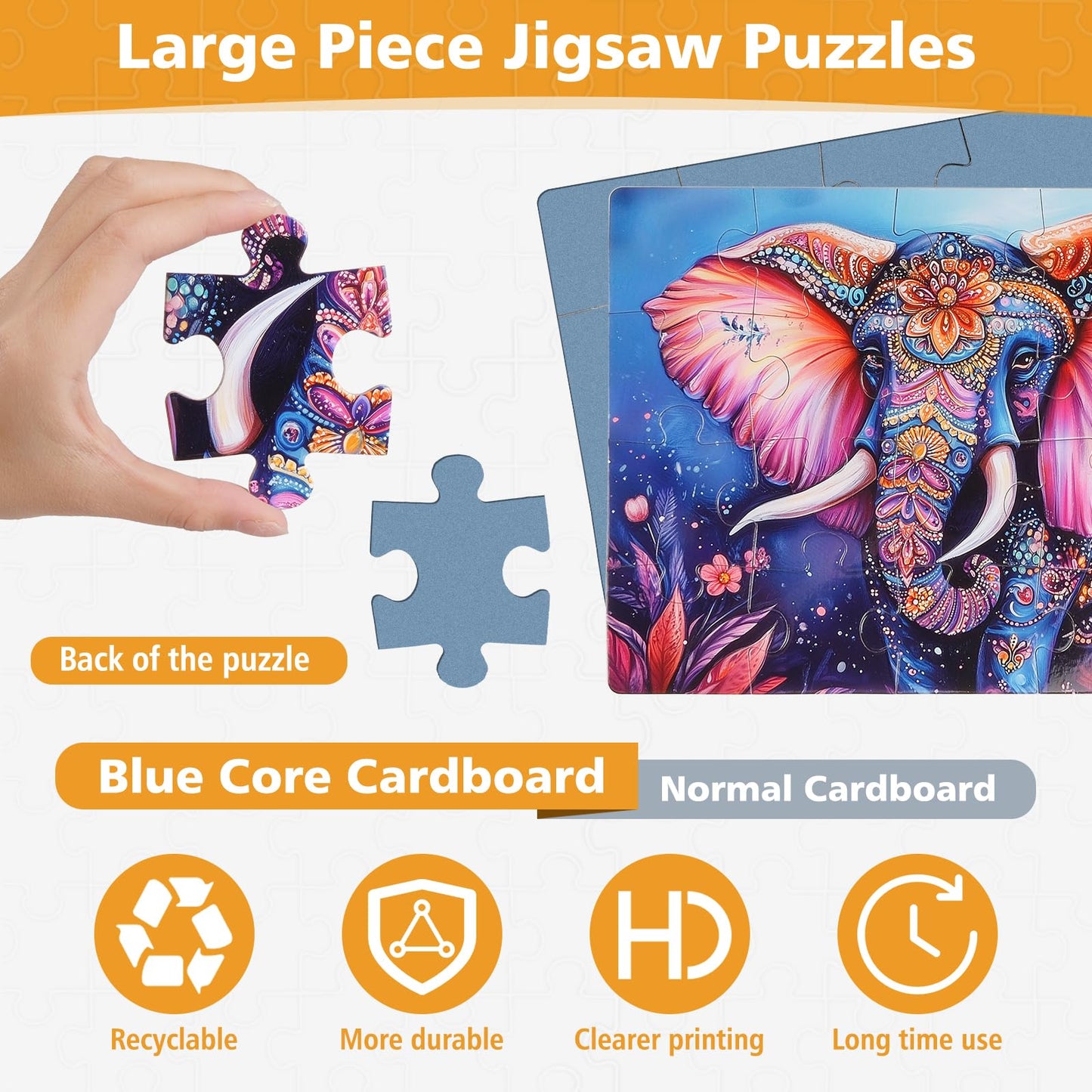snspolt 6 Packs 20-Piece Senior Puzzles for Dementia — Animal Themes & Storage Bags