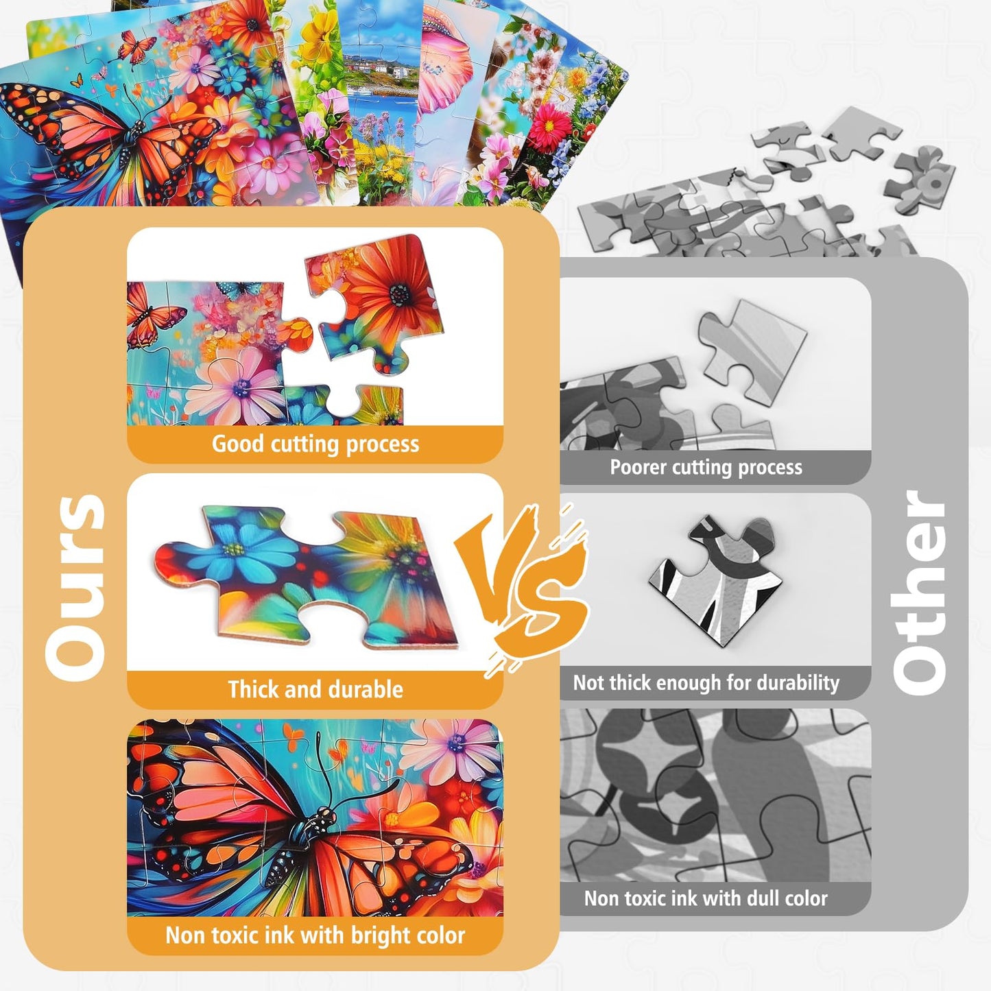 snspolt 6 Packs 20-Piece Senior Puzzles for Dementia — Animal Themes & Storage Bags