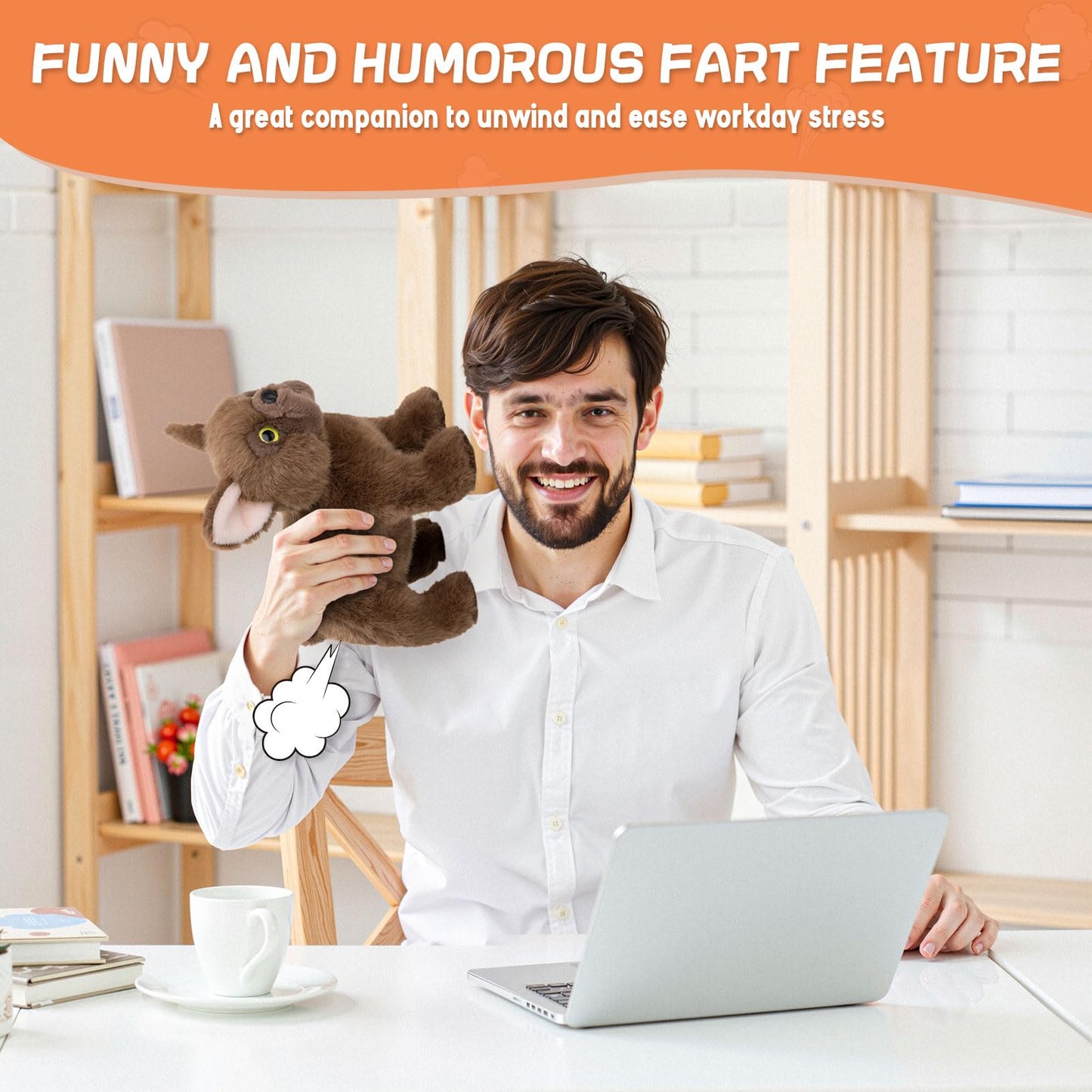 SnugBibble Farting Dog Plush – Built-in 30+ Fart Sounds, Squeeze for Laughs
