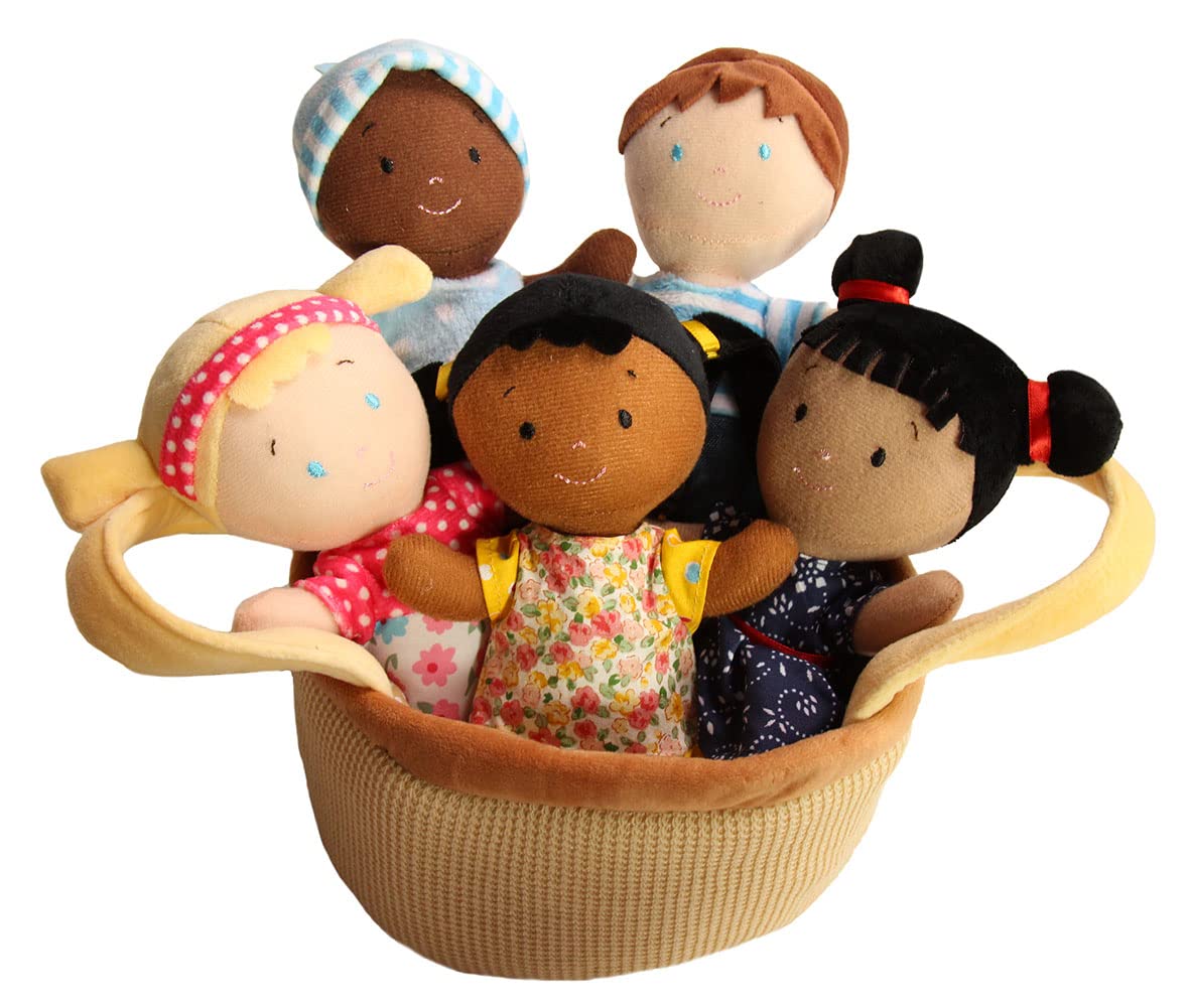 Snuggle Stuffs Basket of Buddies Plush Diversity Dolls – Multicultural Toys for Toddlers