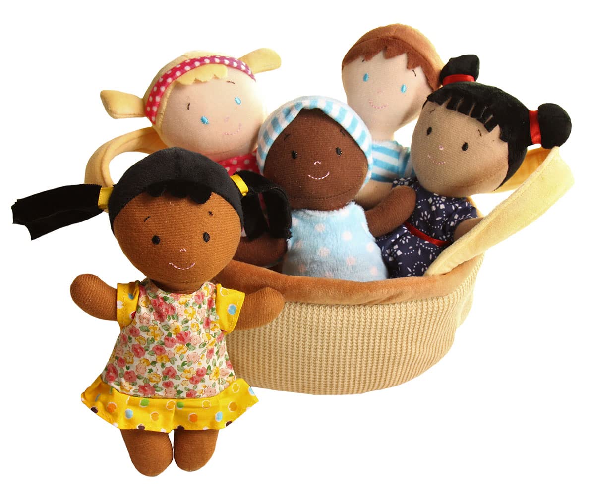 Snuggle Stuffs Basket of Buddies Plush Diversity Dolls – Multicultural Toys for Toddlers