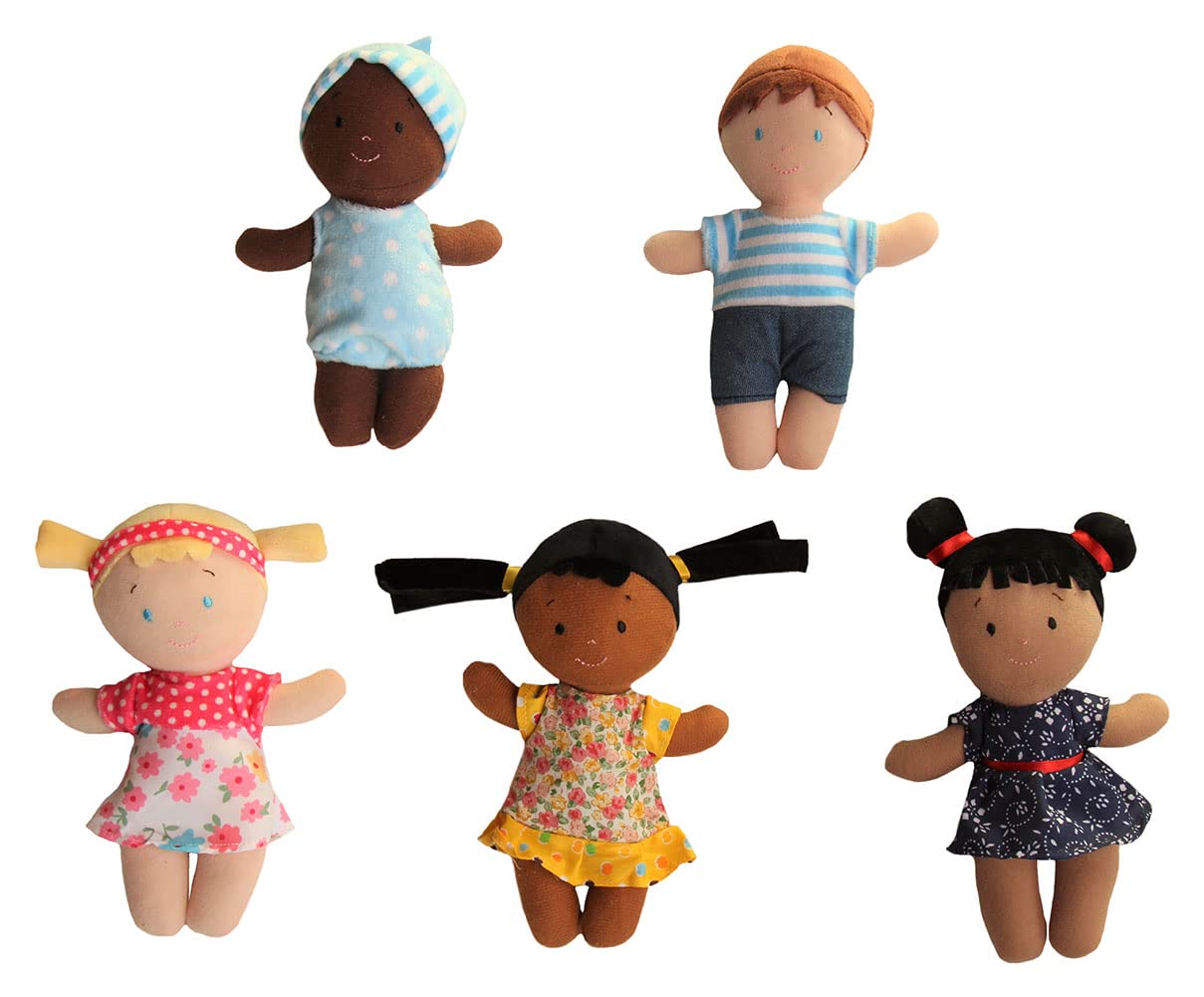 Snuggle Stuffs Basket of Buddies Plush Diversity Dolls – Multicultural Toys for Toddlers