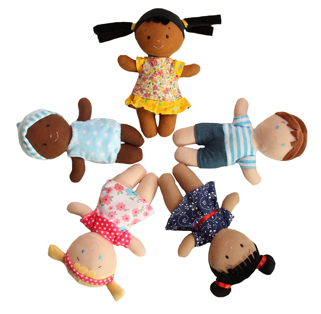 Snuggle Stuffs Basket of Buddies Plush Diversity Dolls – Multicultural Toys for Toddlers
