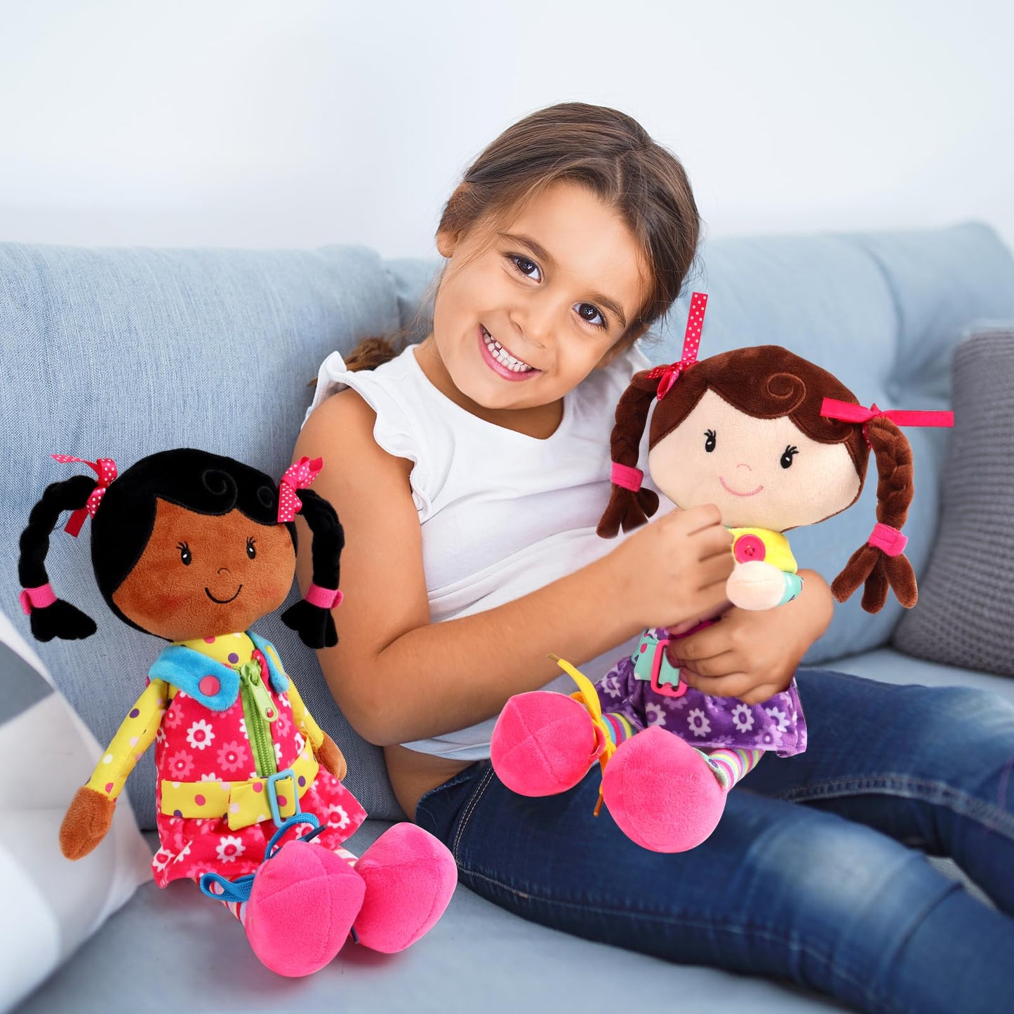 Snuggle Stuffs Sugar Snap Plush Learn to Dress Doll – 15-Inch for Toddlers