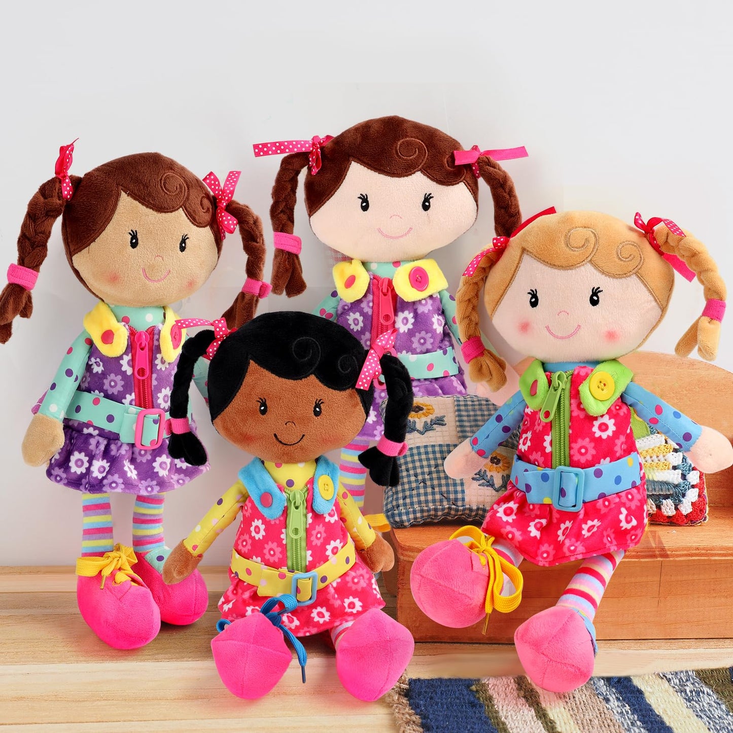 Snuggle Stuffs Sugar Snap Plush Learn-to-Dress Doll for Toddlers – 15 Inch