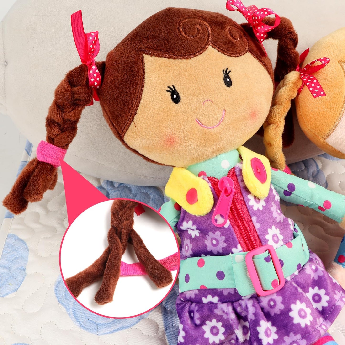 Snuggle Stuffs Sugar Snap Plush Learn to Dress Doll – 15-Inch for Toddlers