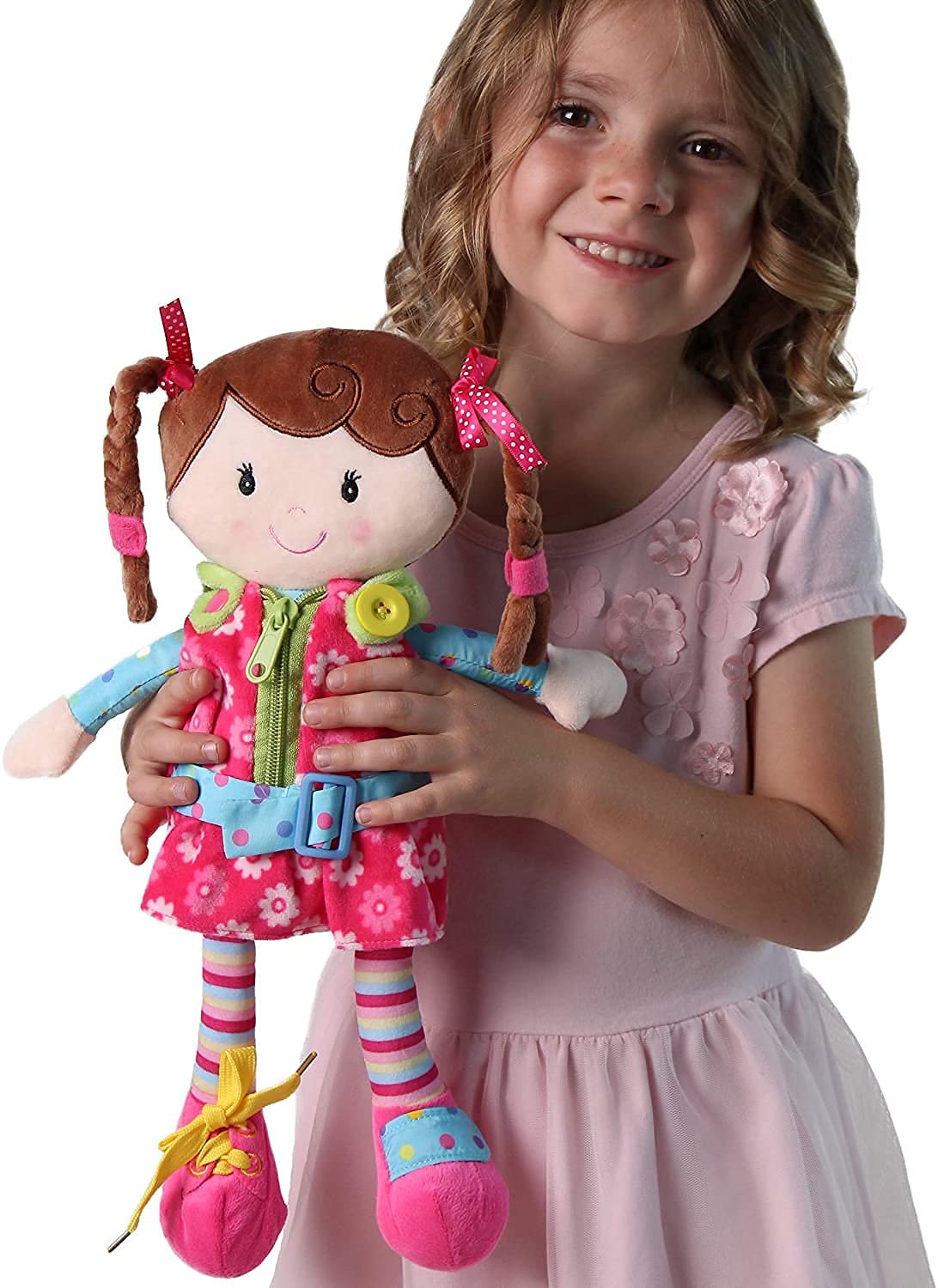 Snuggle Stuffs Sugar Snap Plush Learn-to-Dress Doll for Toddlers – 15 Inch