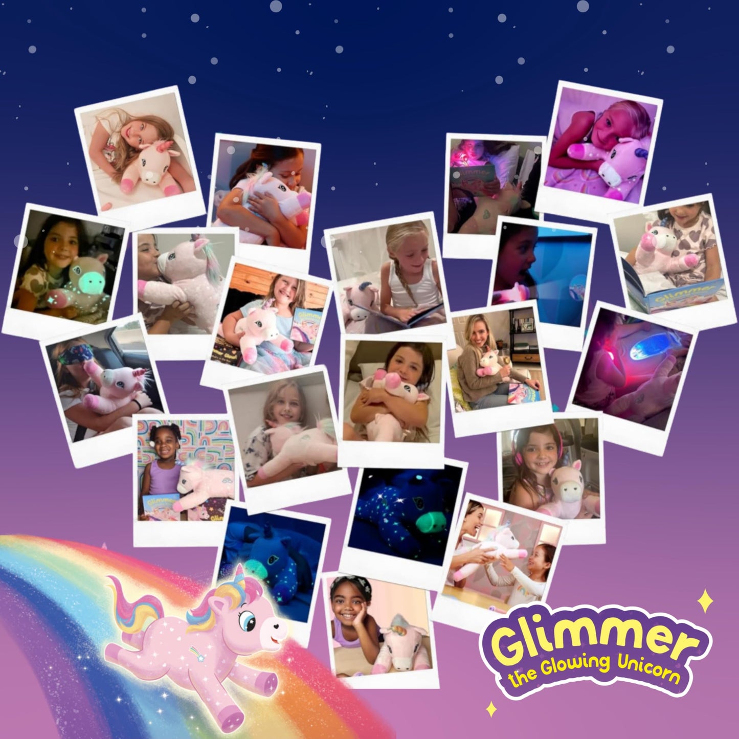 SNUGSHINE Glow in the Dark Unicorn Plush with Book & Flashlight Projector — 18-Inch Gift Set