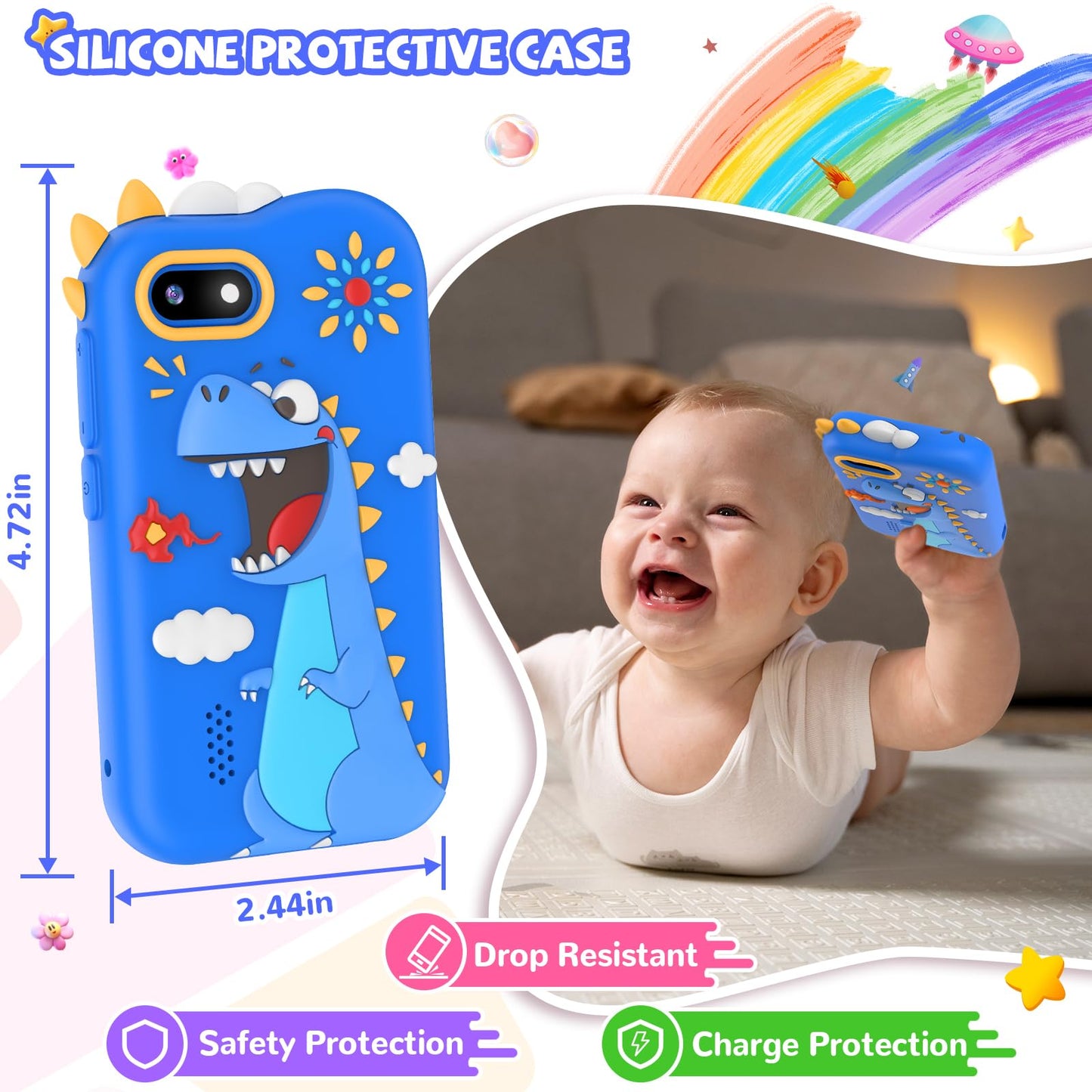 SNWIDA Kids Smart Phone for Boys – 2.8-inch Touchscreen, Dual Cameras, 32 GB Card, Learning & Play