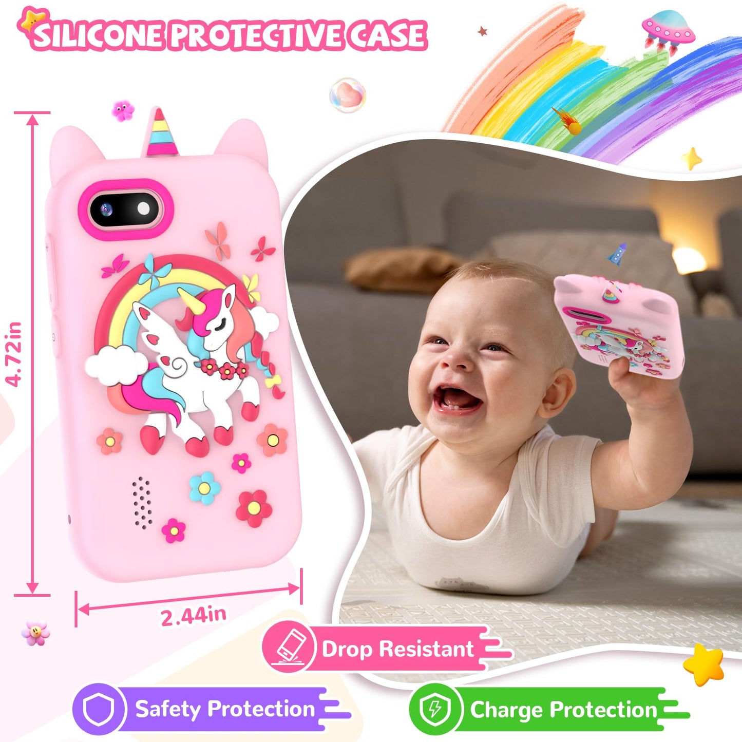 SNWIDA Kids Smart Phone for Girls – 2.8-inch Touchscreen, Dual Cameras, 32 GB Card
