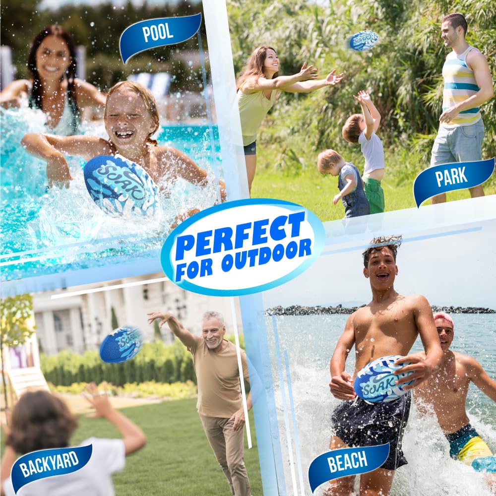 SOAK 9-Inch Water Football – Waterproof Foam Ball for Pool, Beach & Lake