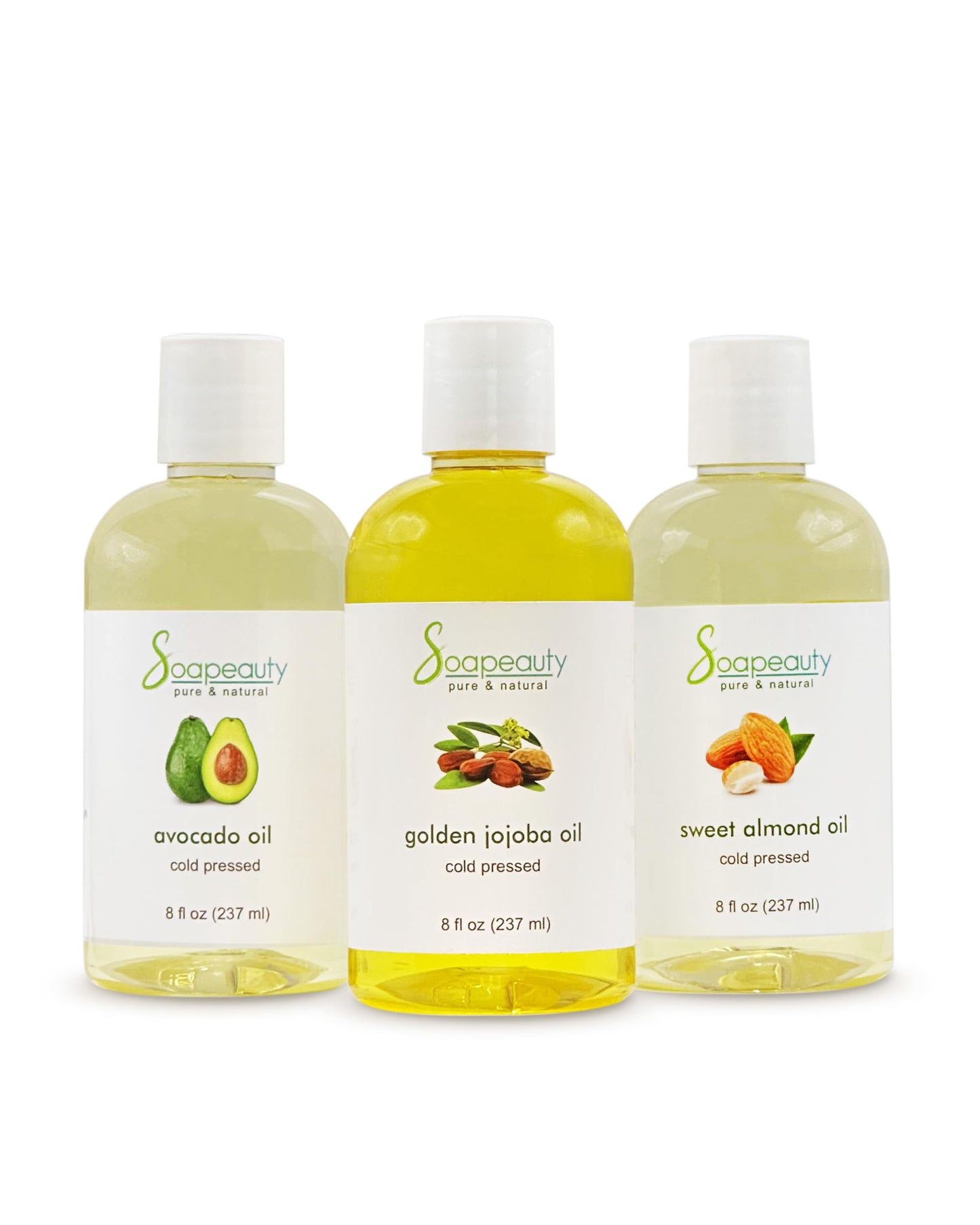 Soapeauty Sweet Almond Oil, Golden Jojoba Oil & Avocado Oil — Pack of 3, Cold-Pressed, 8 fl oz Each