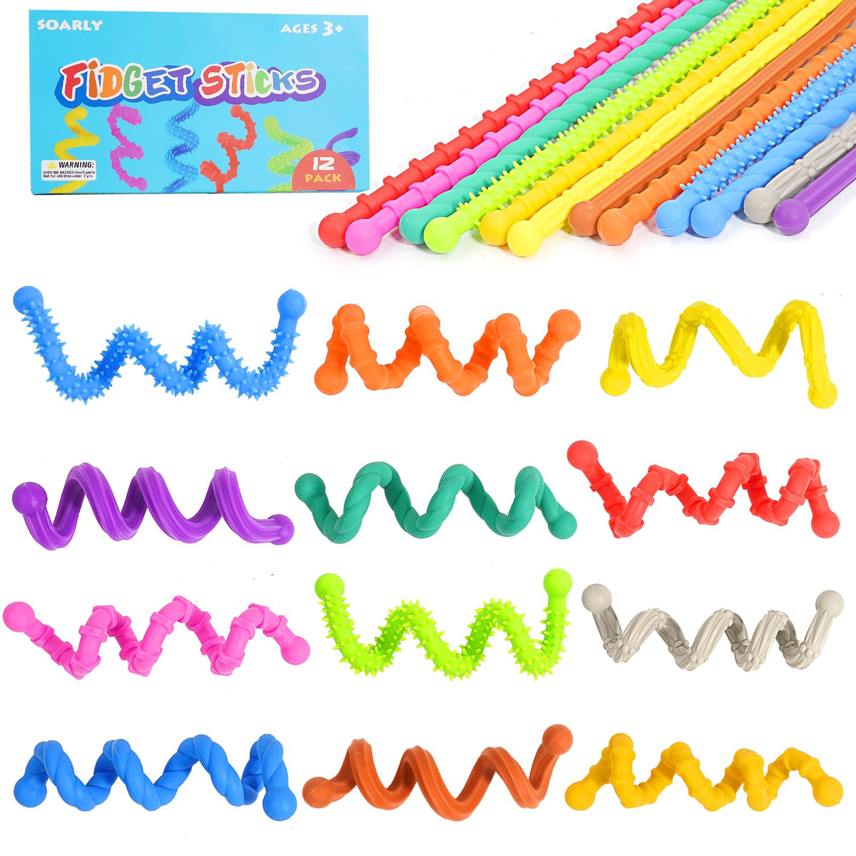 Soarly 12 Pack Sensory Fidget Toys for Kids with Autism & ADHD – Calming Classroom & Travel Accessories