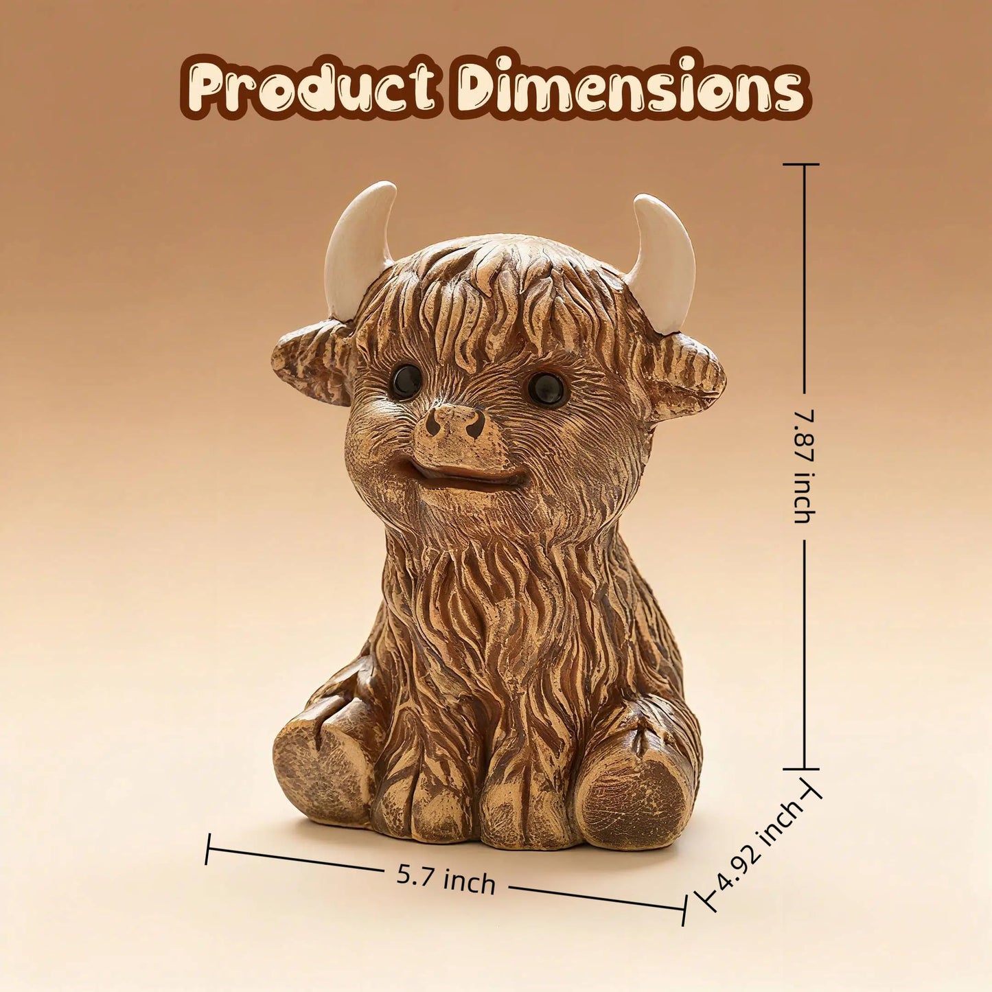 SOBEIT 7.87inch Highland Cow Piggy Bank - Rustic Ceramic Money Bank for Kids