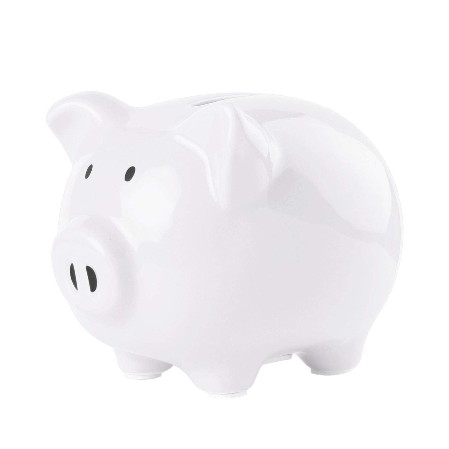 SOBEIT Glazed Ceramic Piggy Bank for Kids – Cute White Money Bank, Gifts & Nursery Decor