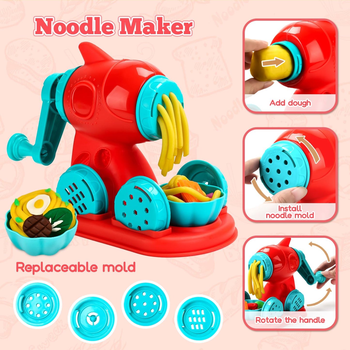 SOCBTNSO 3-in-1 Dough Sets – 59-Piece Kids Kitchen Craft Kit