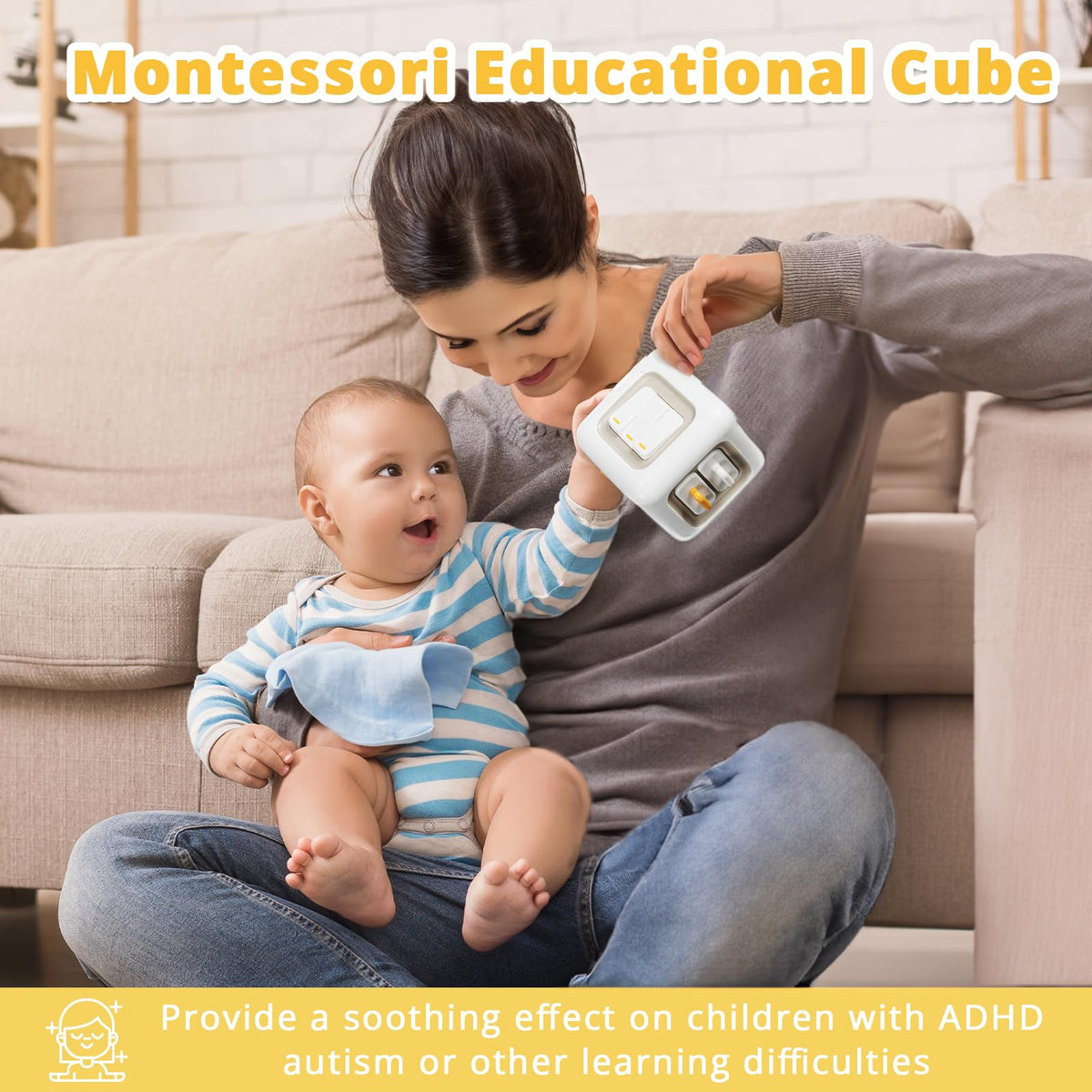 SOCBTNSO Busy Cube Toy – 6-in-1 Montessori Learning Cube for 1+ Year Old | Travel Sensory Toy