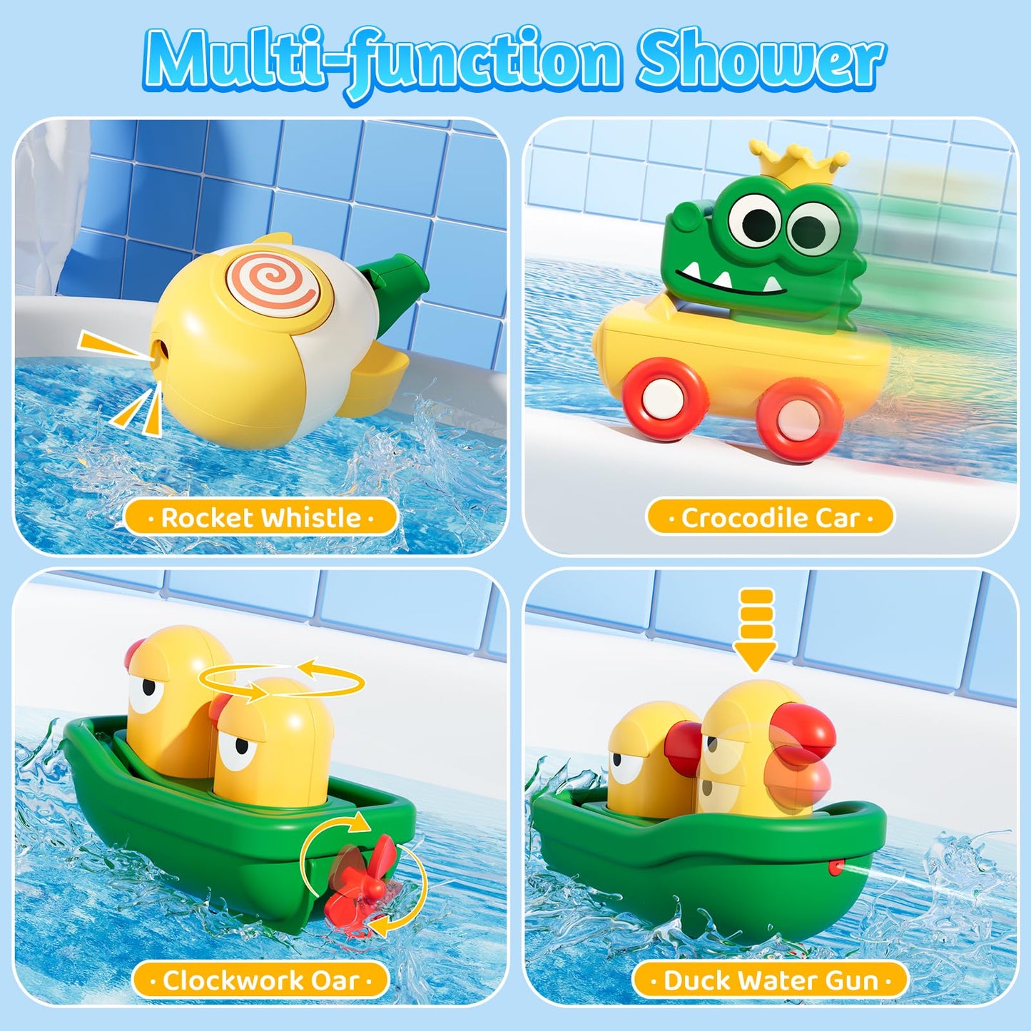 SOCBTNSO FlowFun Bath Toy Set – 4-in-1 Interactive Water Play Kit for Toddlers
