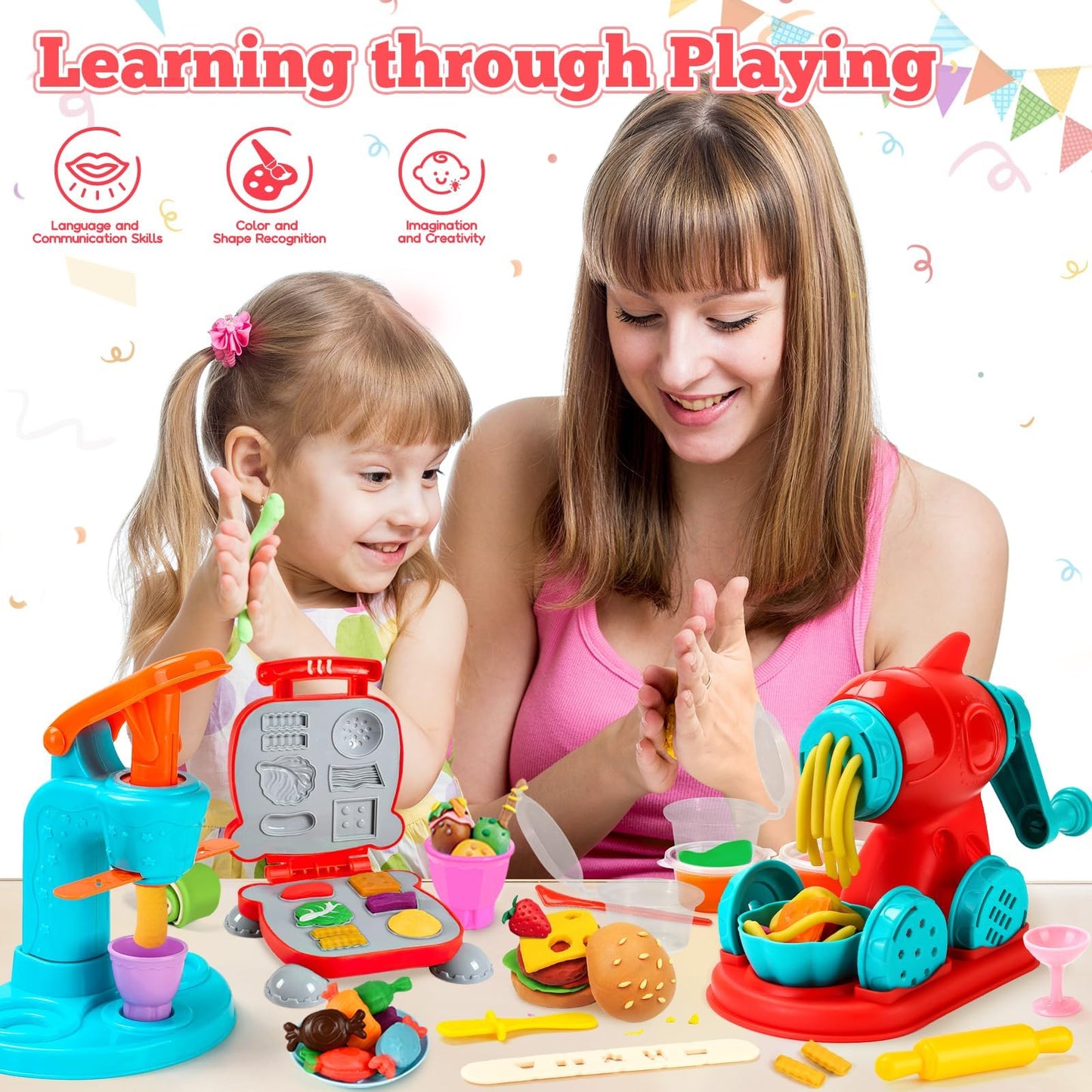 SOCBTNSO 3-in-1 Dough Sets – 59-Piece Kids Kitchen Craft Kit