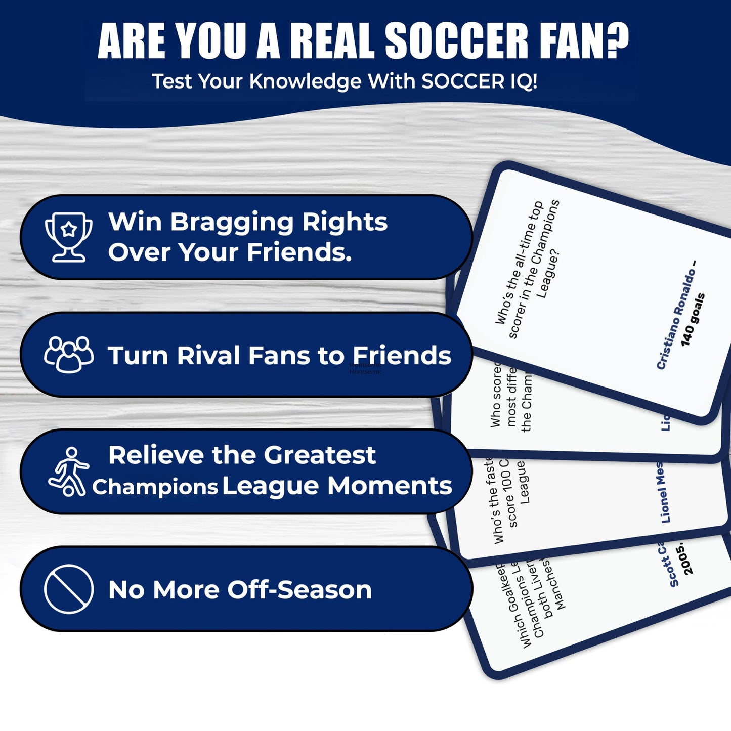 SOCCER IQ Champions League Trivia Card Game – 150 Questions