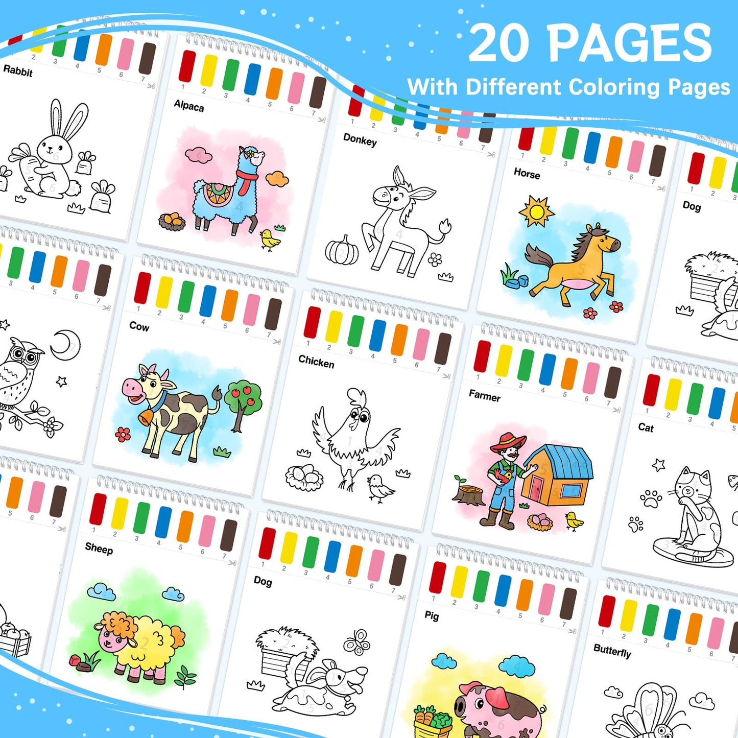 SOCOLER Farm Paint with Water Coloring Book – Mess-Free Kids Watercolor Kit (Ages 1-8)