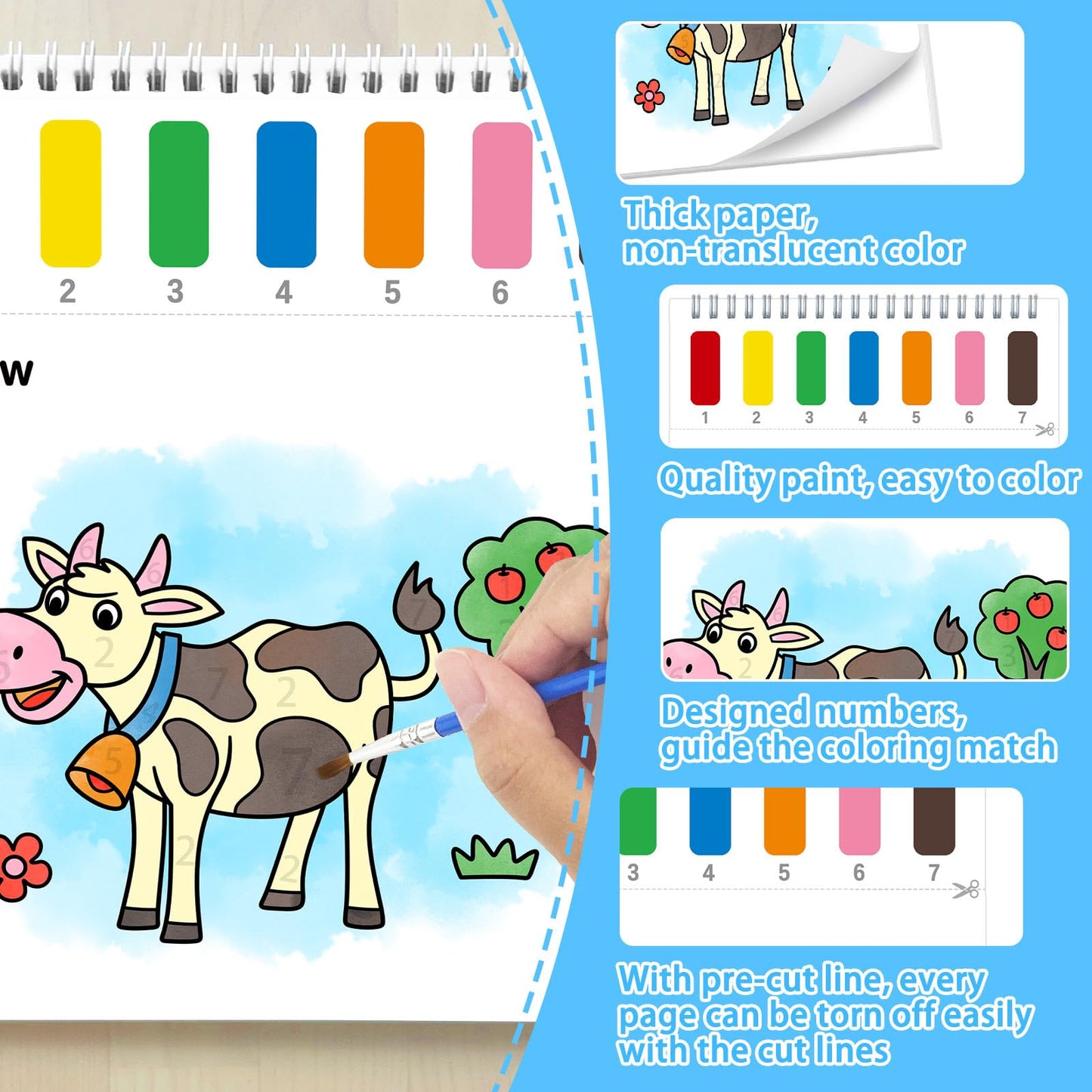 SOCOLER Farm Paint with Water Coloring Book – Mess-Free Kids Watercolor Kit (Ages 1-8)