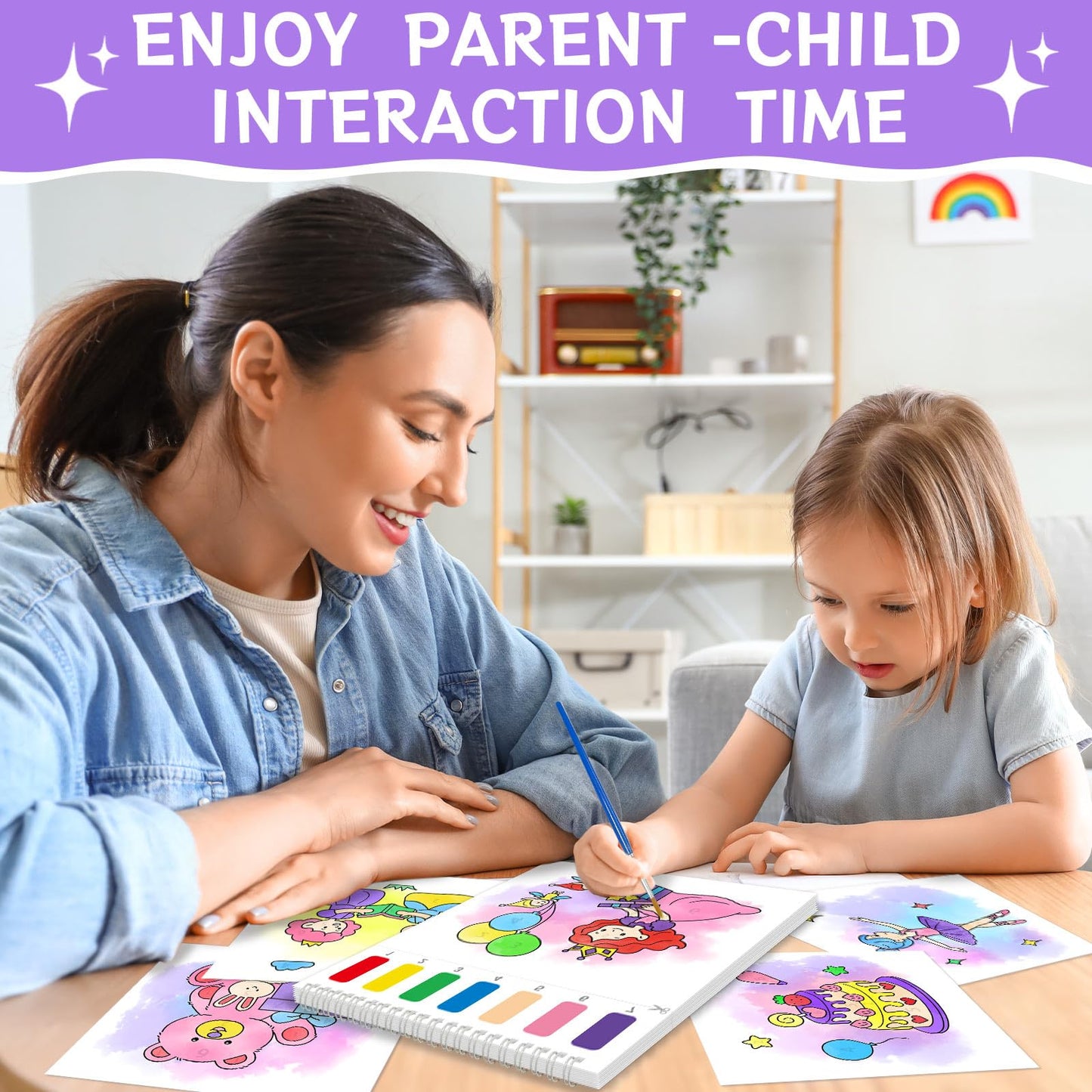SOCOLER Paint with Water Coloring Books – Mess-Free Kids Kit (Princess & Party)