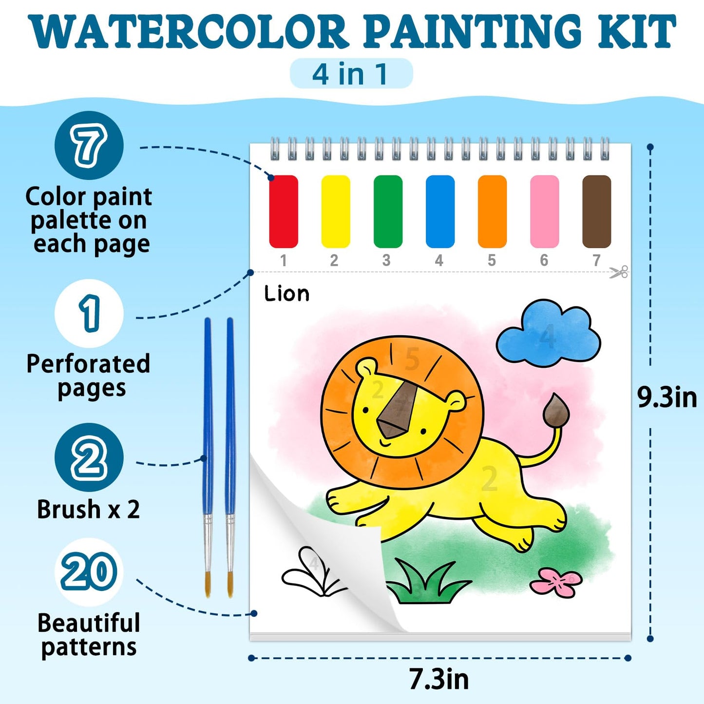SOCOLER Paint with Water Coloring Books for Toddlers | Mess-Free Animal Theme Watercolor Kit (Ages 1-8)