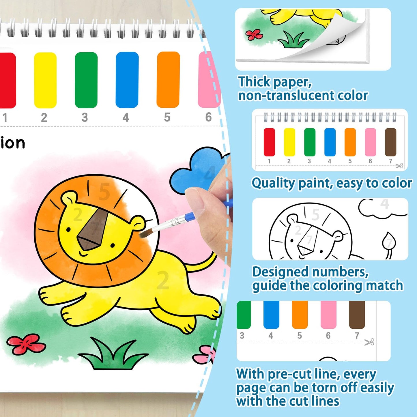 SOCOLER Paint with Water Coloring Books for Toddlers | Mess-Free Animal Theme Watercolor Kit (Ages 1-8)